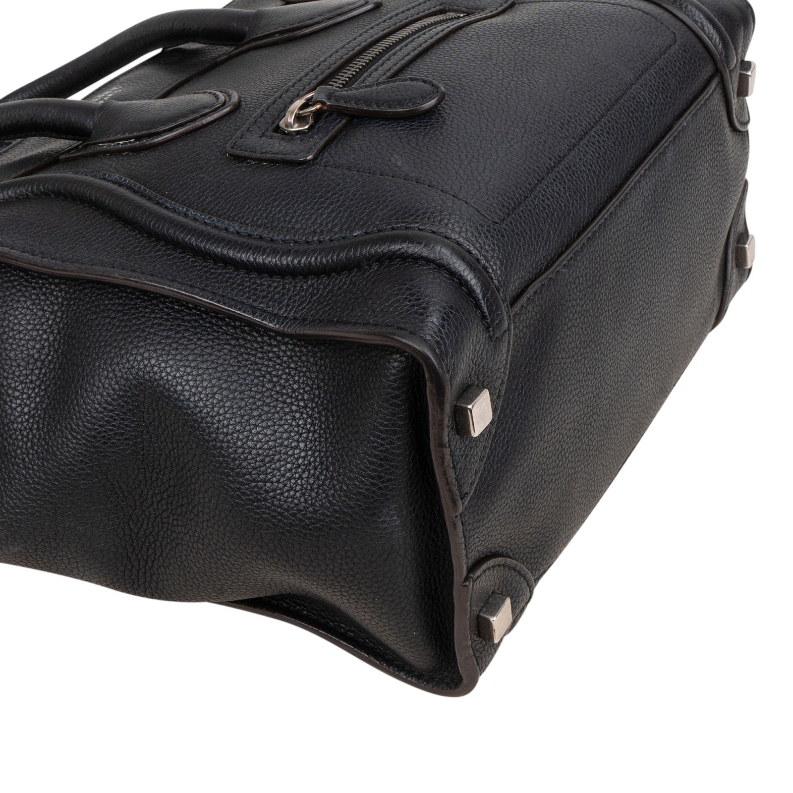 Céline Black Grained Leather Luggage Handbag