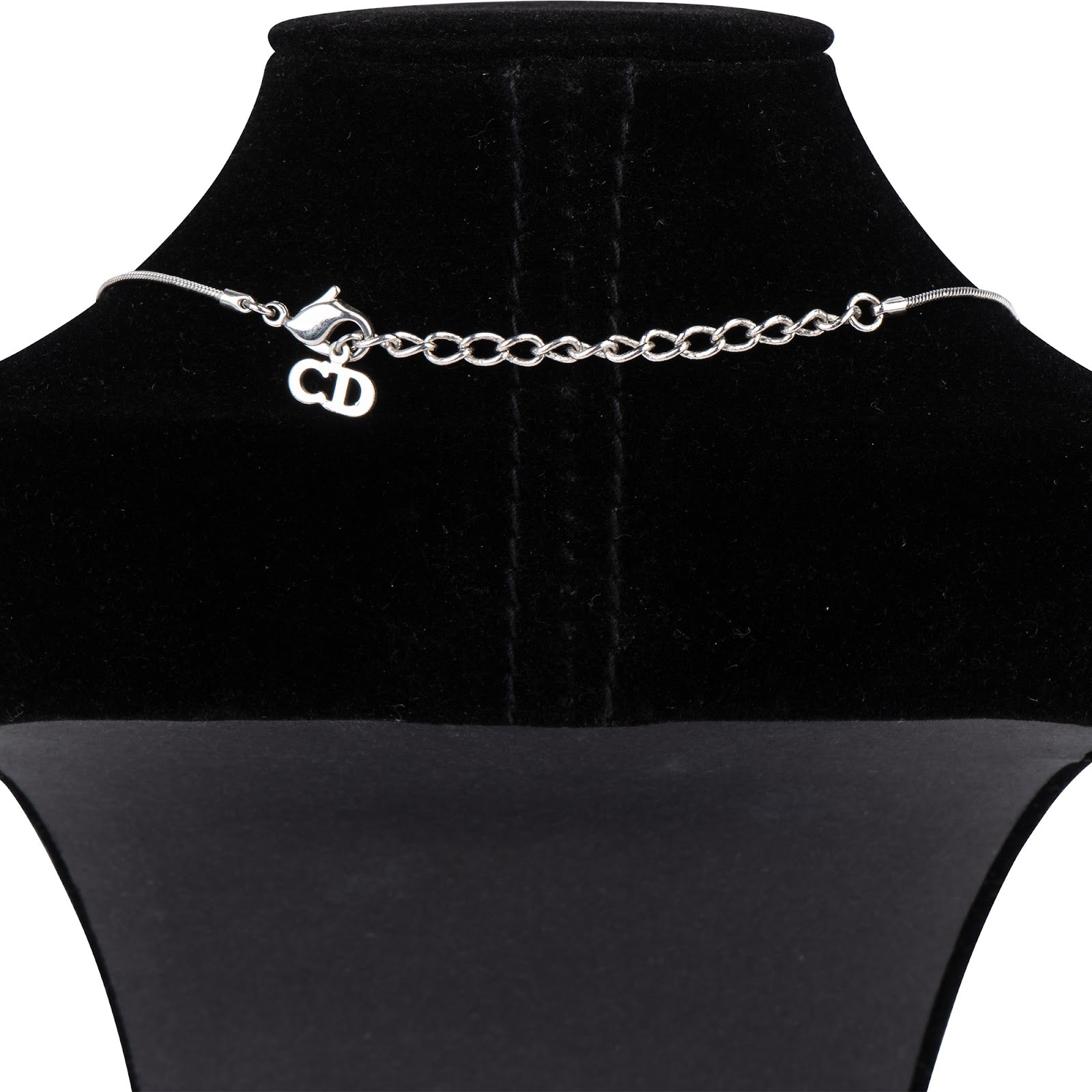 Christian Dior Silver Tone Emblem Pendant Necklace