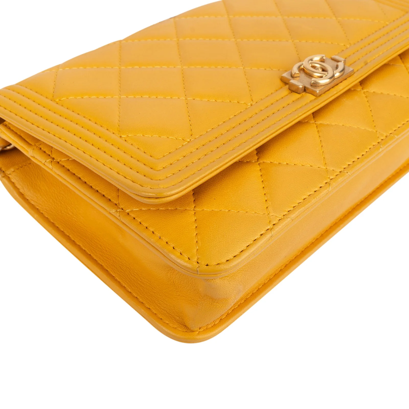 Chanel Quilted Lambskin Small Boy Wallet On Chain Crossbody Bag