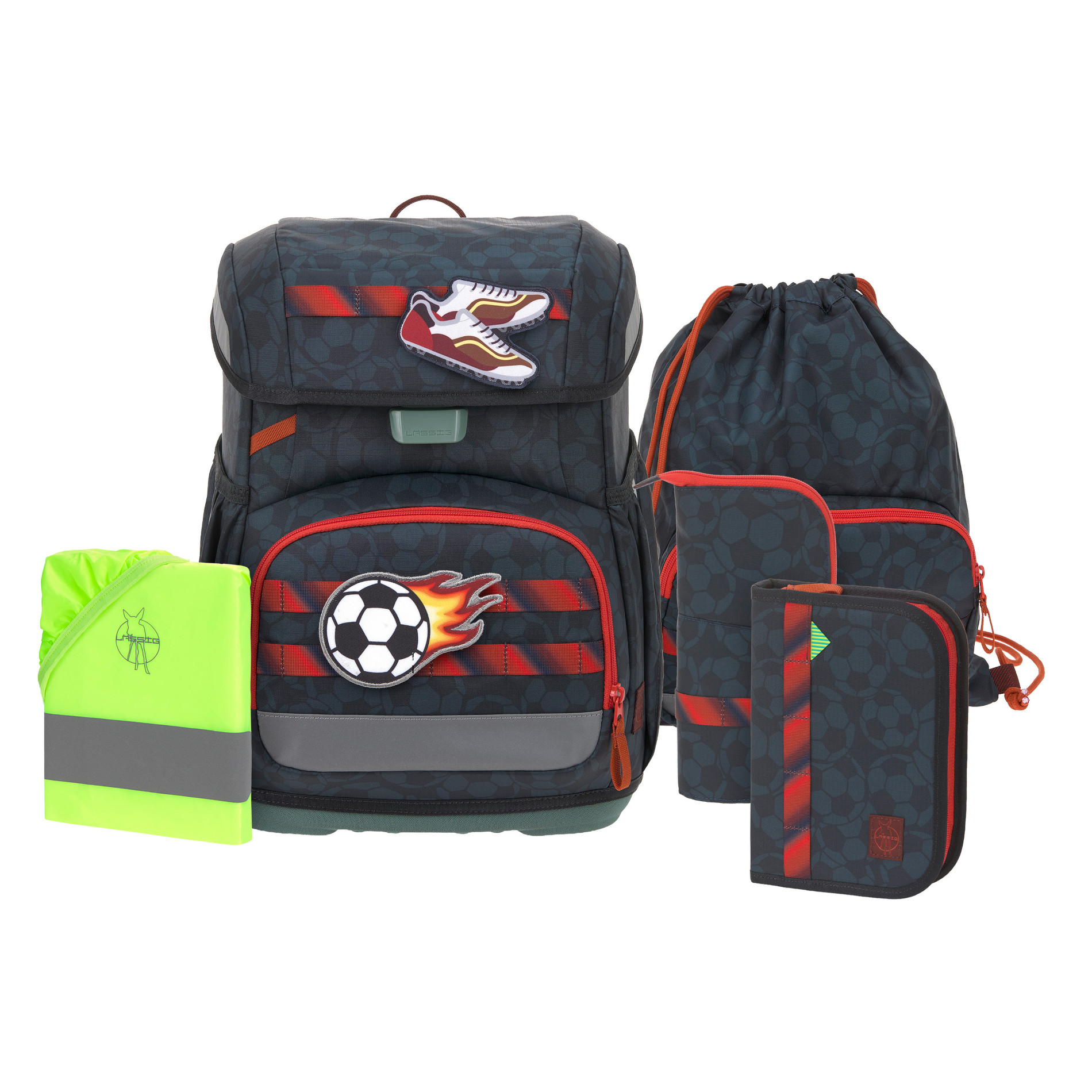 School Set Light Unique Schulranzenset 5tlg. - Football deep blue