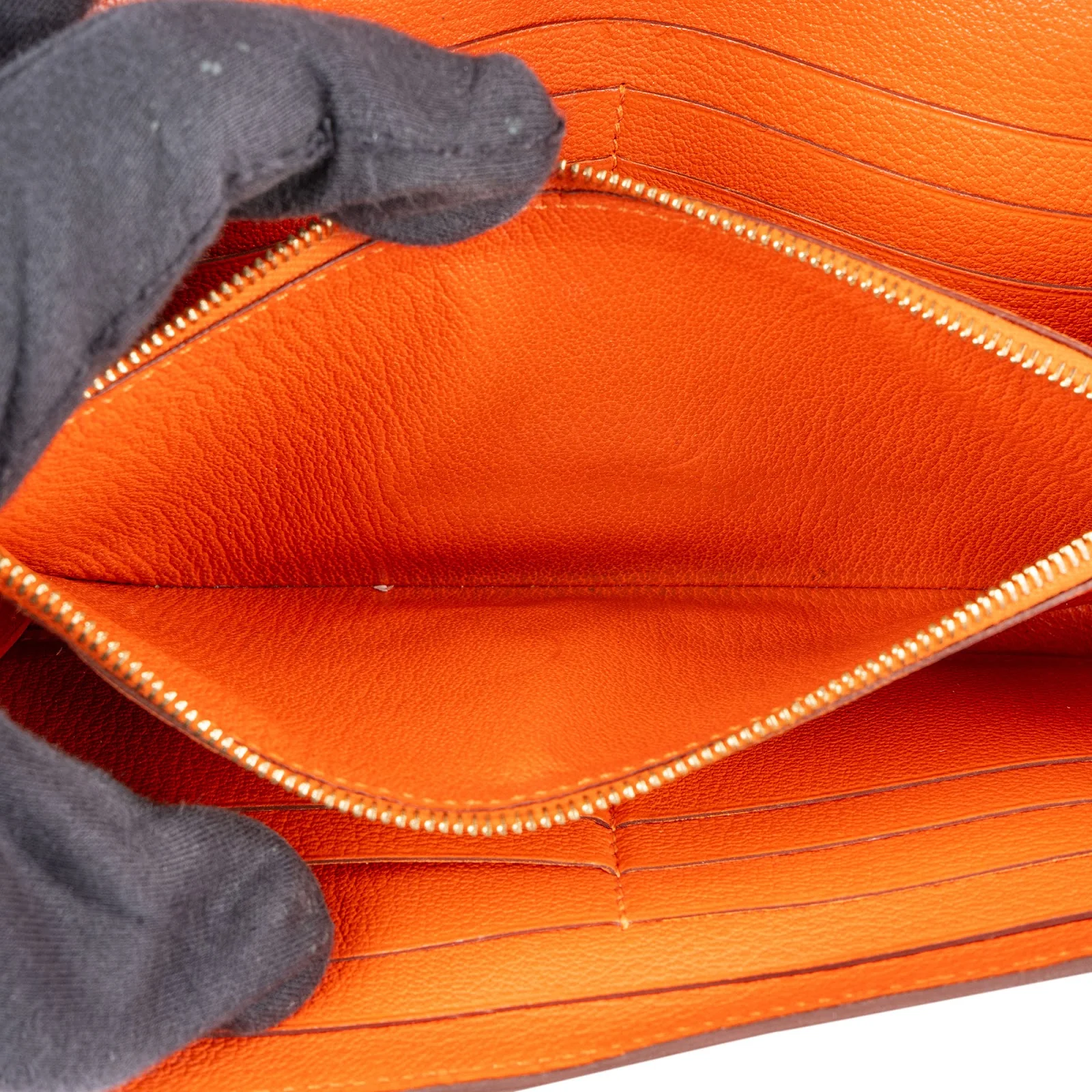 Hermès Orange Ostrich Leather Kelly Wallet