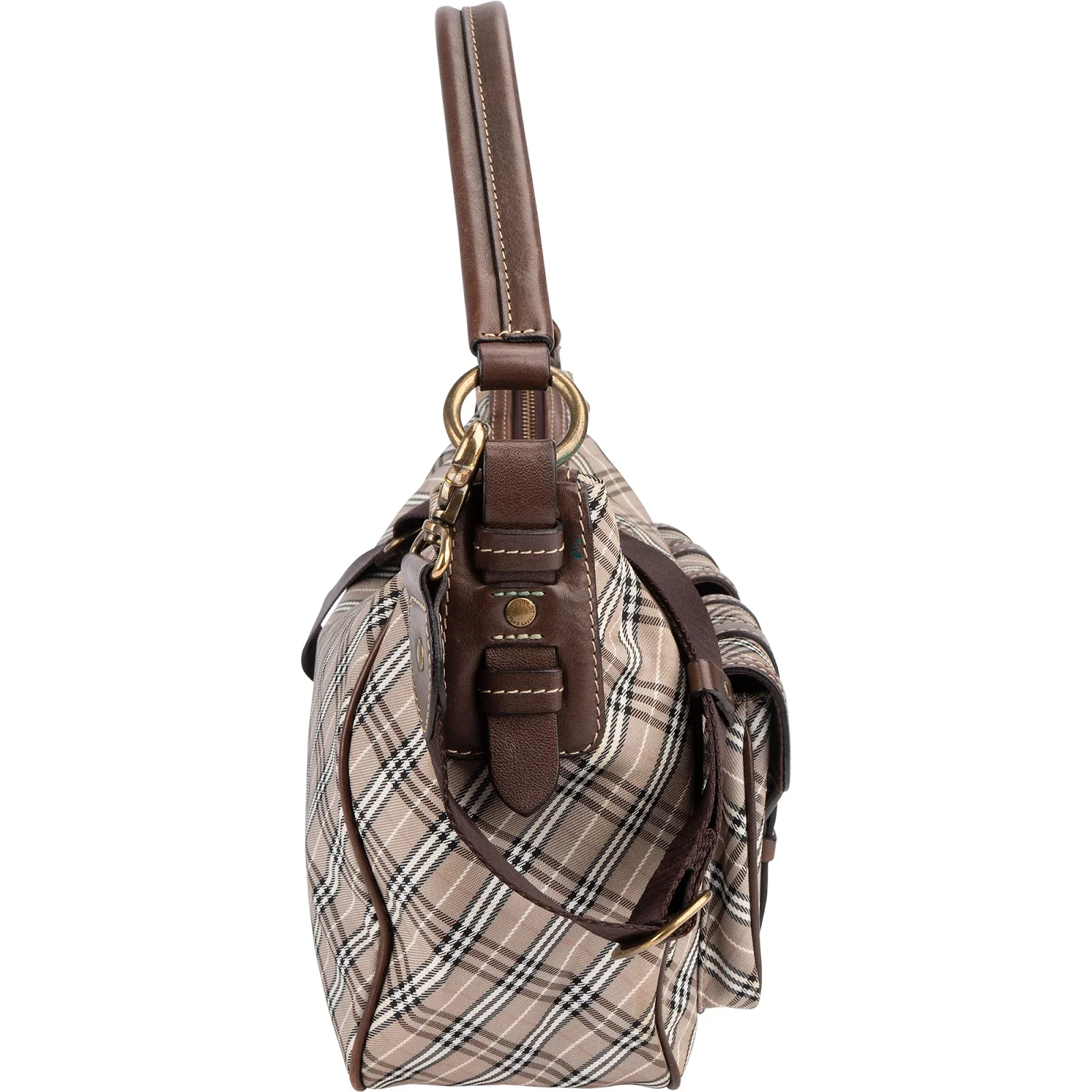 Burberry Nova-Check Monogram Canvas Pocket Hobo Shoulder Bag
