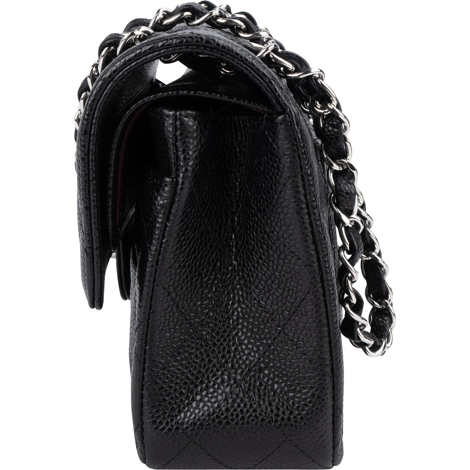 Chanel Quilted Caviar Leather Palladium Small Double Flap Shoulder Bag