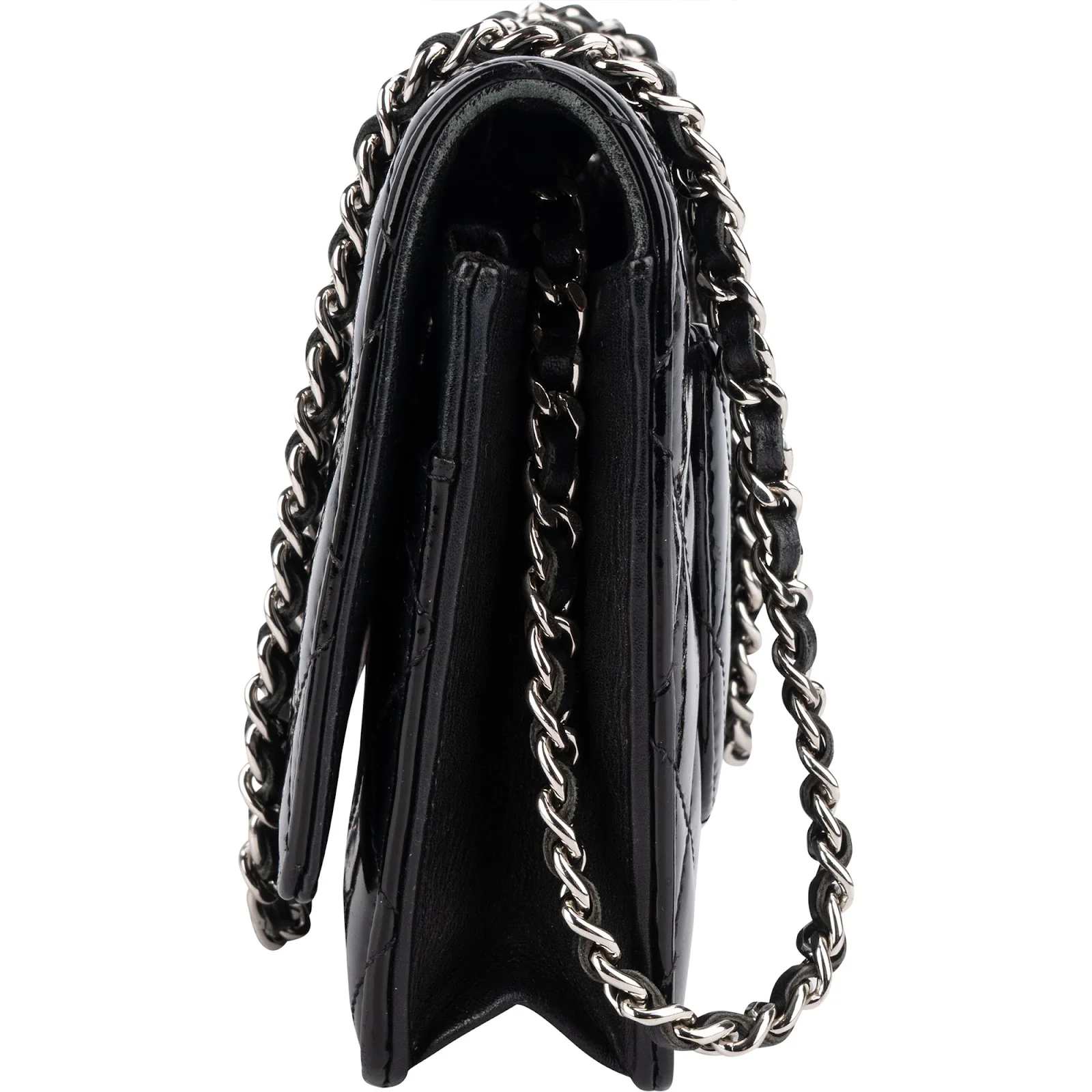 Chanel Quilted Patent Leather Wallet on Chain Crossbody Bag