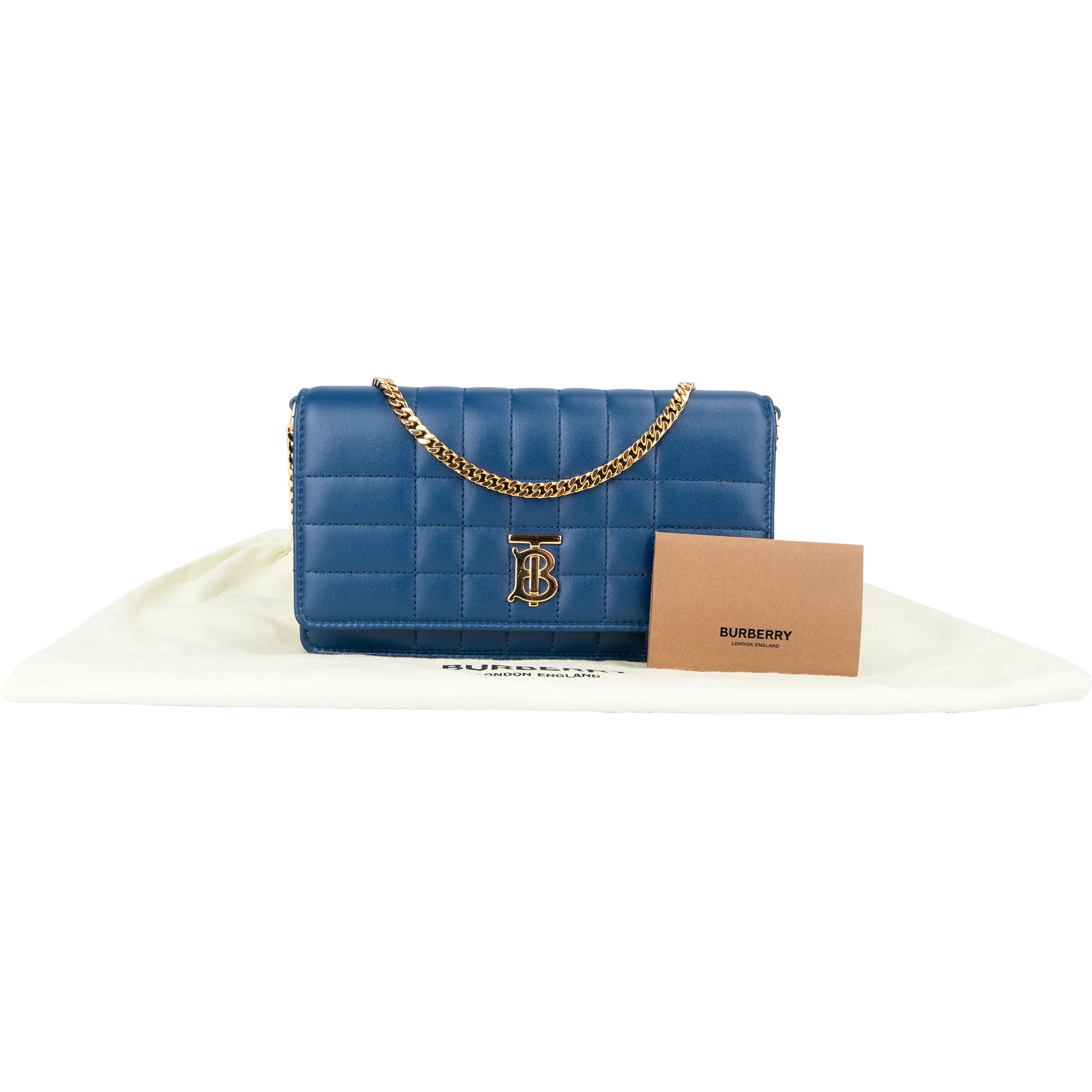 Burberry Blue Quilted Leather Lola Crossbody Bag