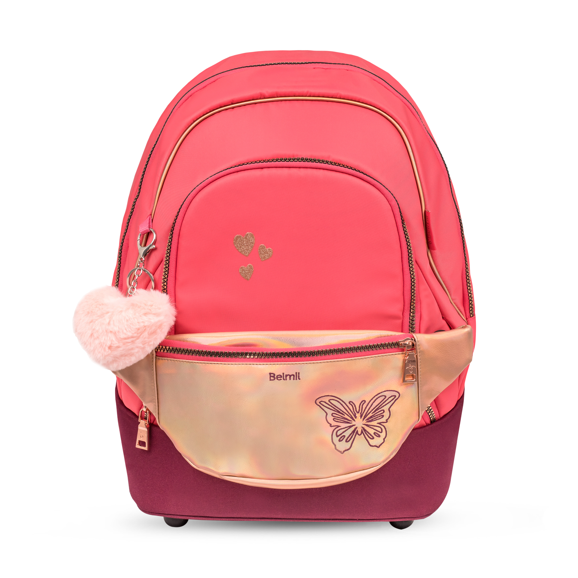 2-IN-1 Schultasche & Gürteltasche 2-teilig - Coral