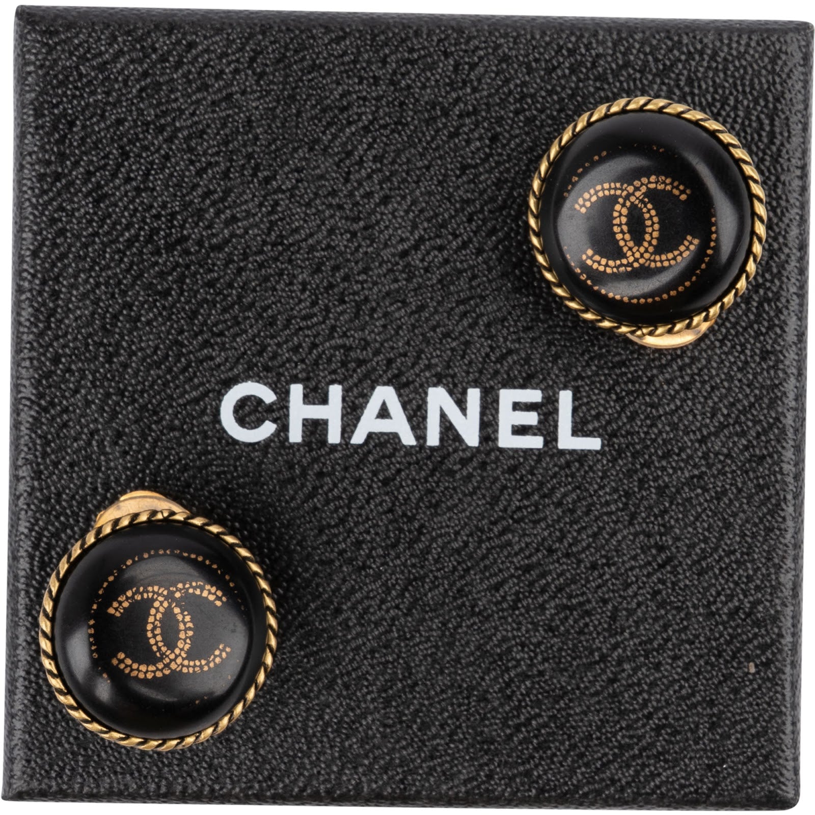 Chanel Vintage CC Emblem Round Clip-On Earrings