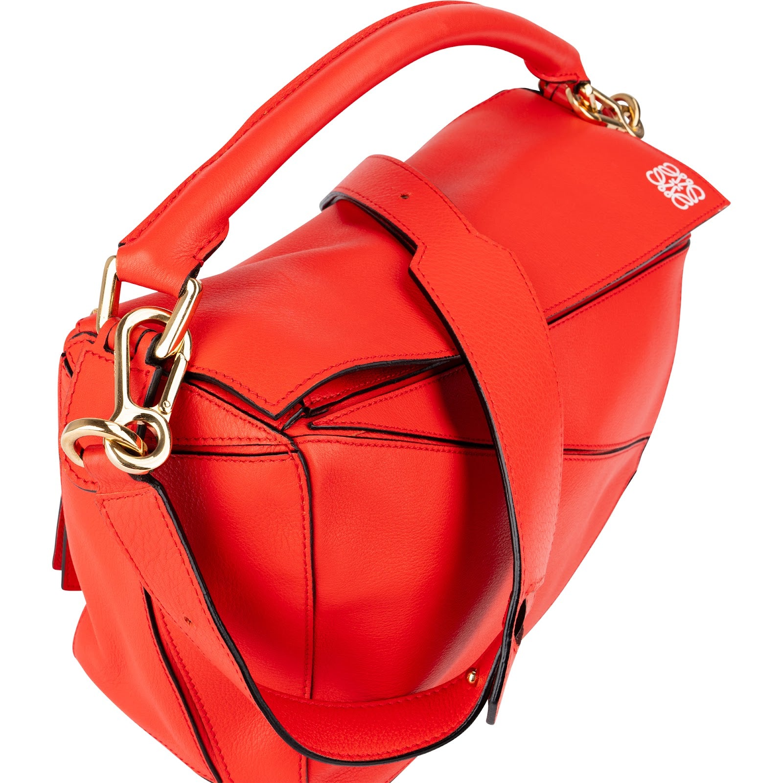 Loewe - Red Grained Calfskin Puzzle Handbag