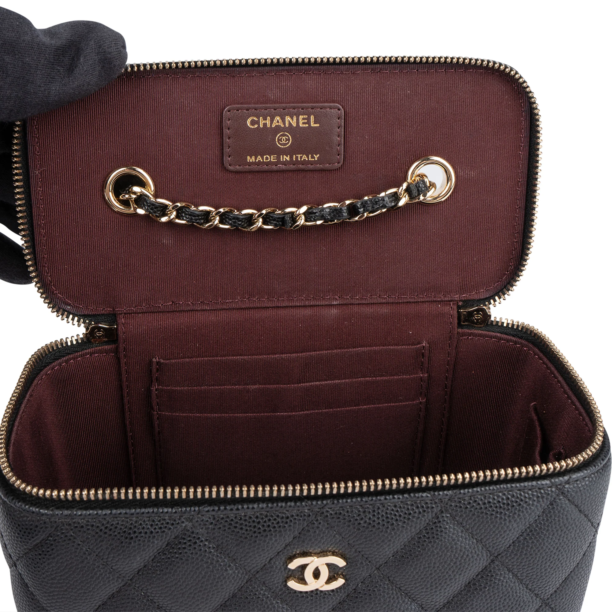 Chanel Quilted Caviar Leather Vanity Case Crossbody Bag