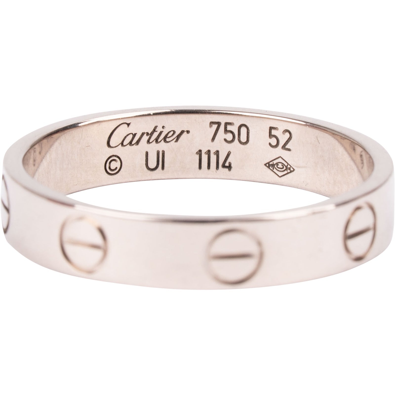 Cartier – Love Wedding Band Ring in 750 Weißgold (Größe 52)