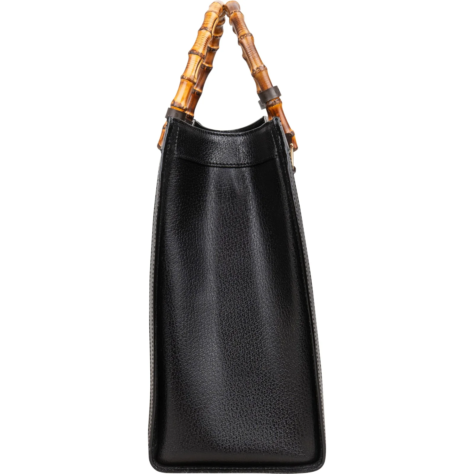 Gucci Black Leather Bamboo Handle Handbag