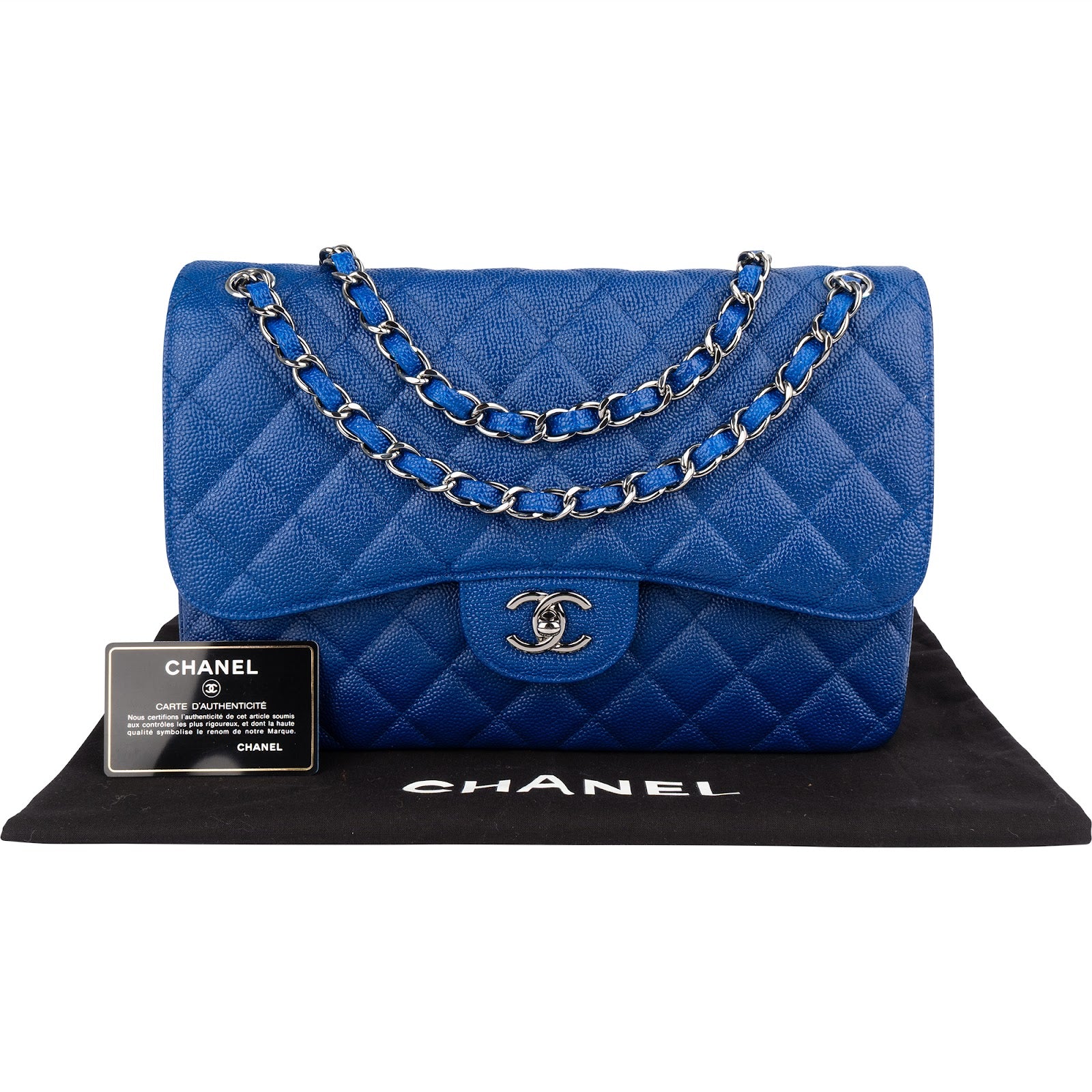 Chanel Quilted Caviar Leather Jumbo Double Flap Crossbody Bag
