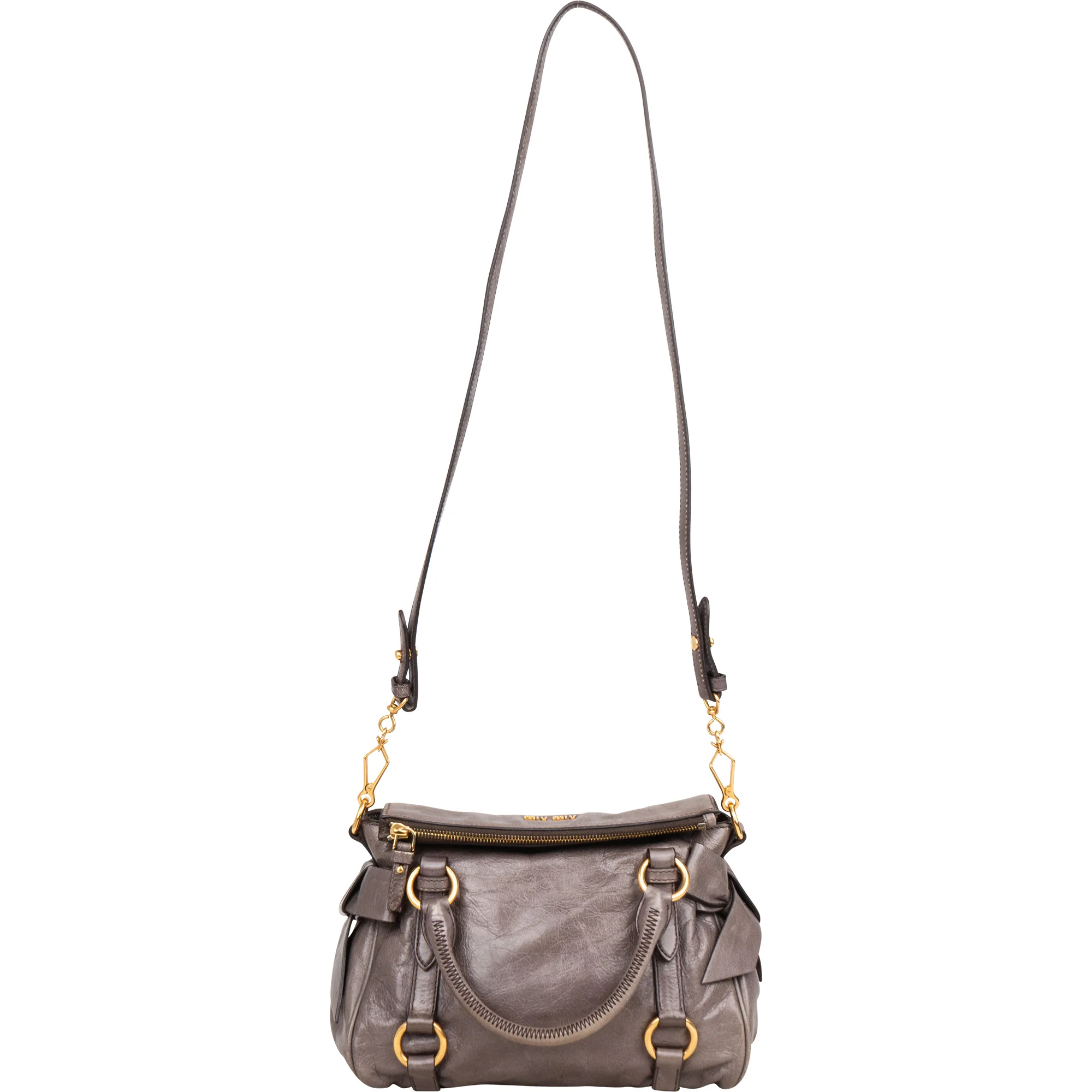 Miu Miu Grey Leather City Handbag