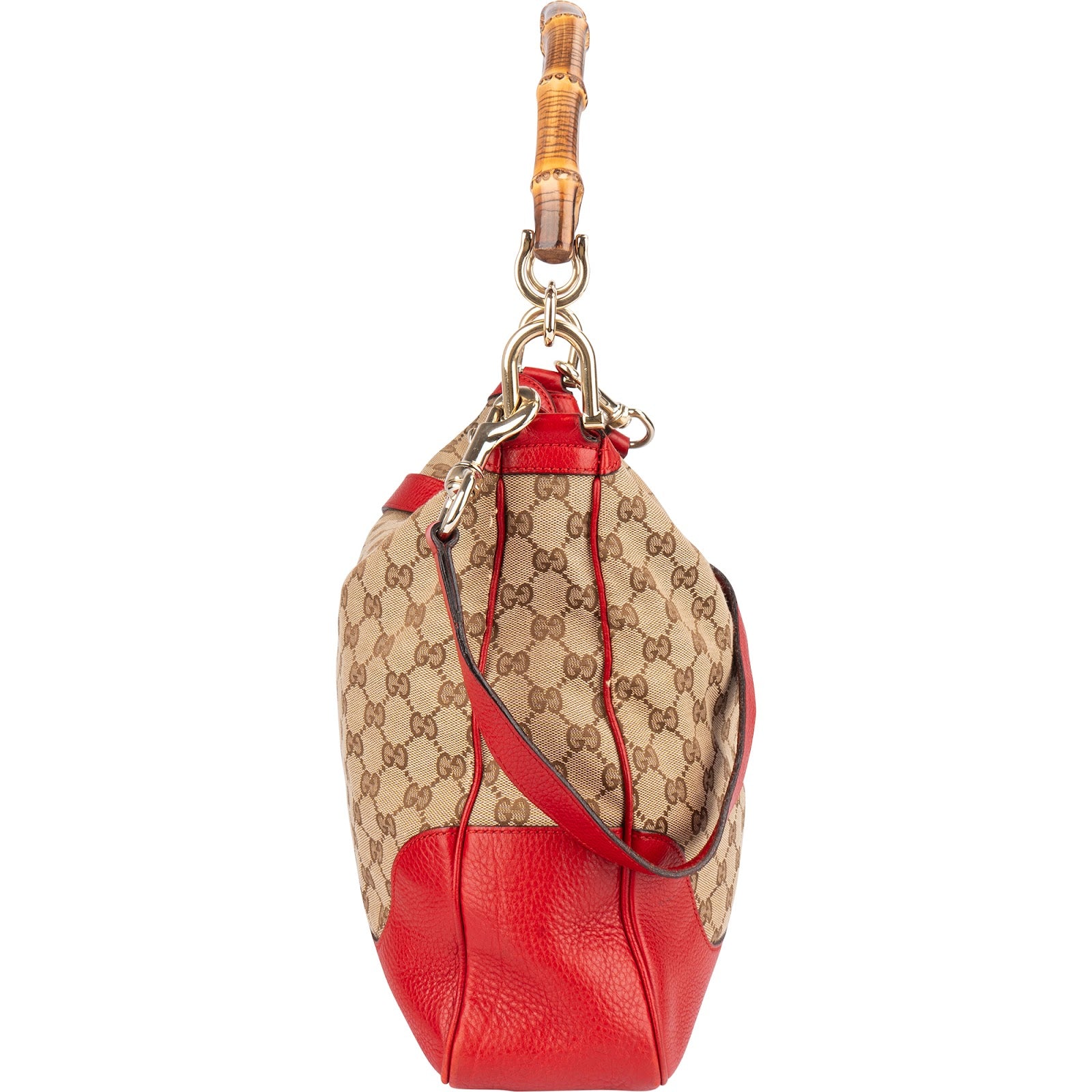 Gucci Monogram GG Bamboo Hobo Shoulder Bag