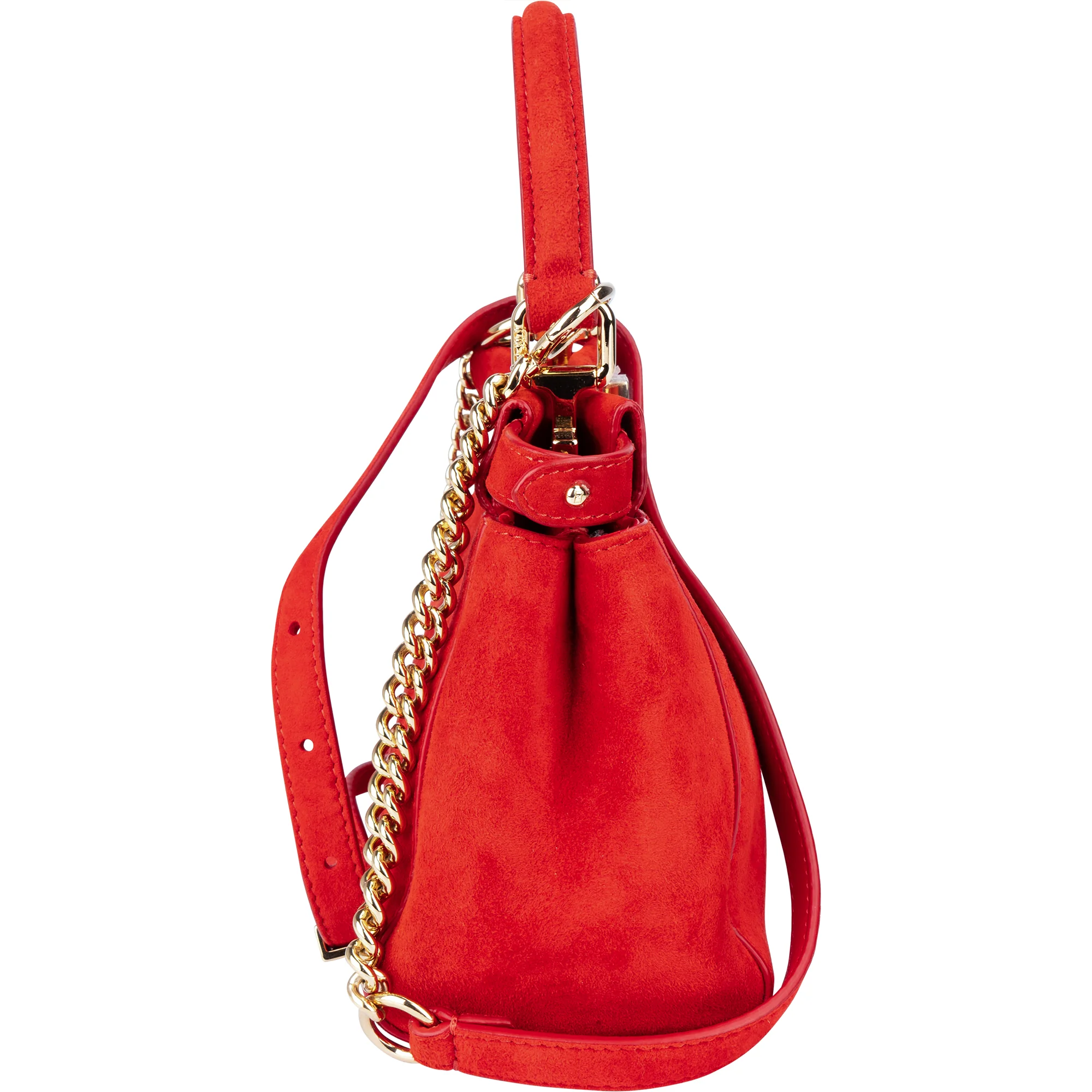 Fendi Red Suede Peekaboo Handbag