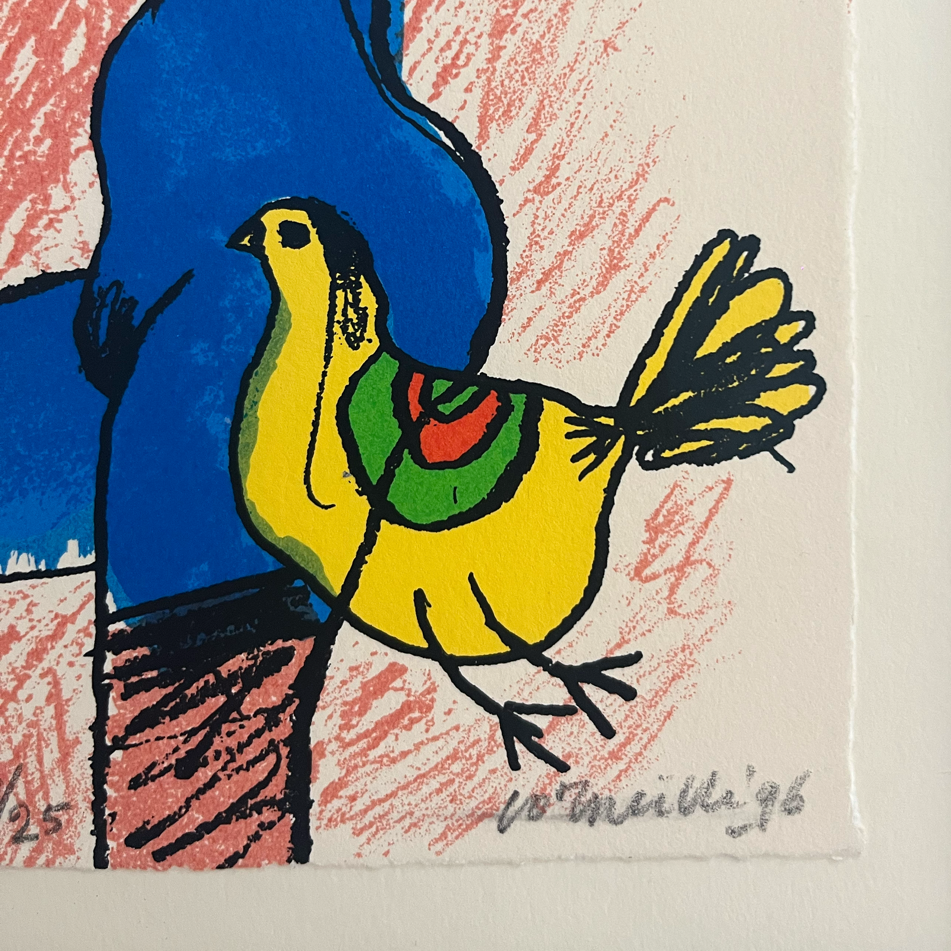 Corneille  - Femme à l'Oiseau - Lithografie