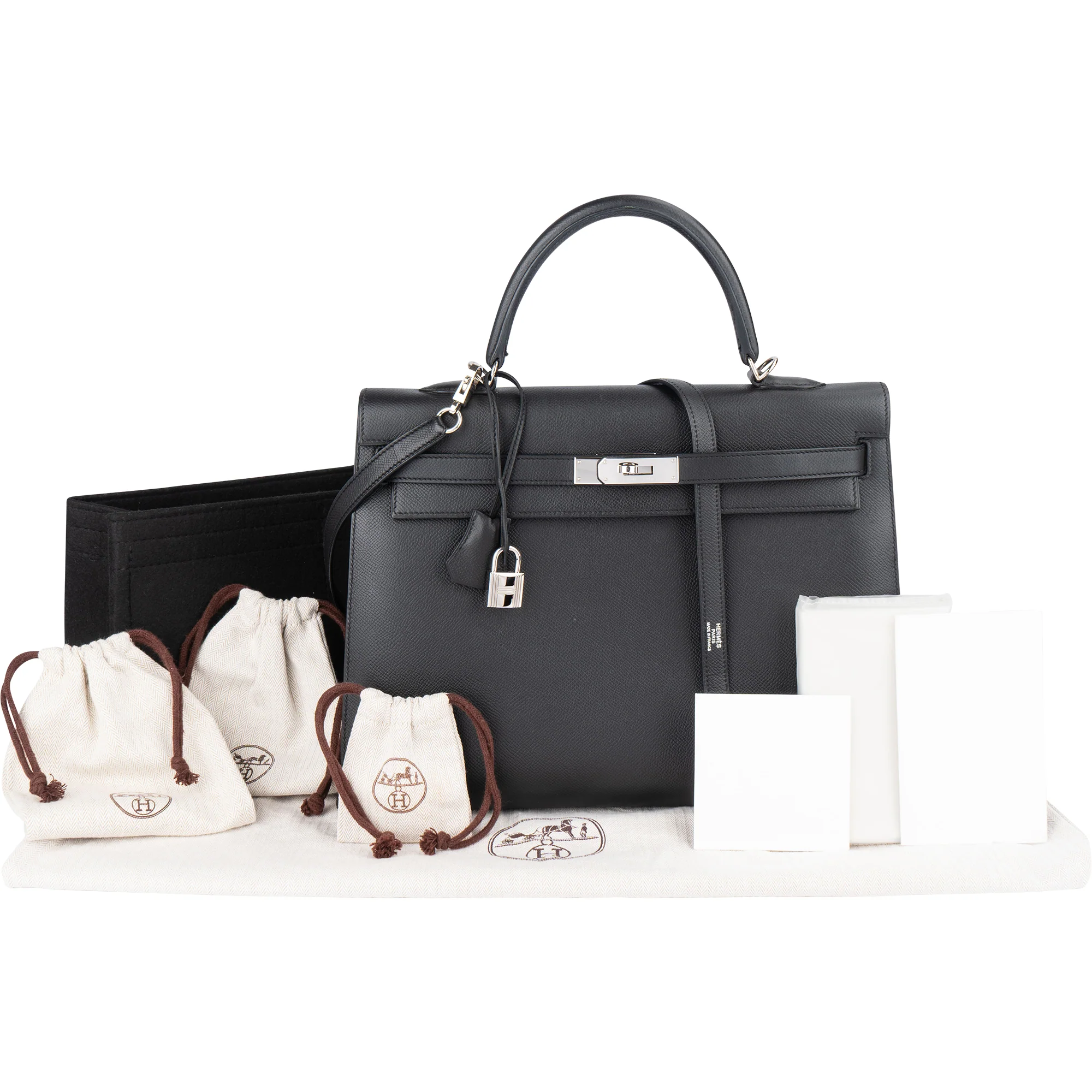 Hermès Noir Epsom Leather Sellier Kelly 35 Handbag