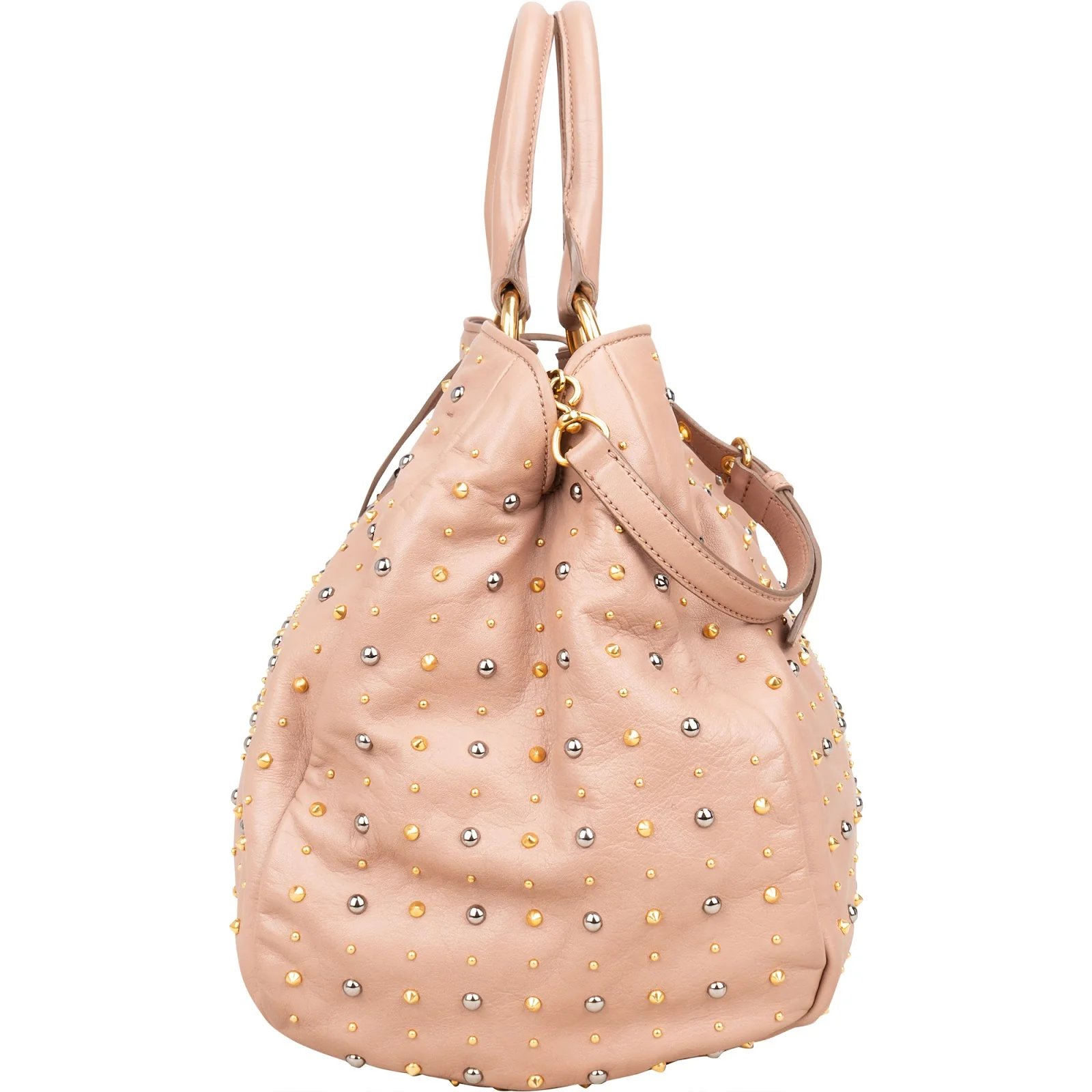 Miu Miu Studded Vitello Lux Tote Handbag