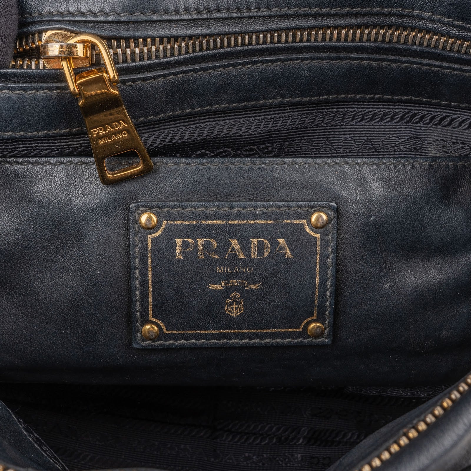 Prada Black Leather Buckle Tote Handbag