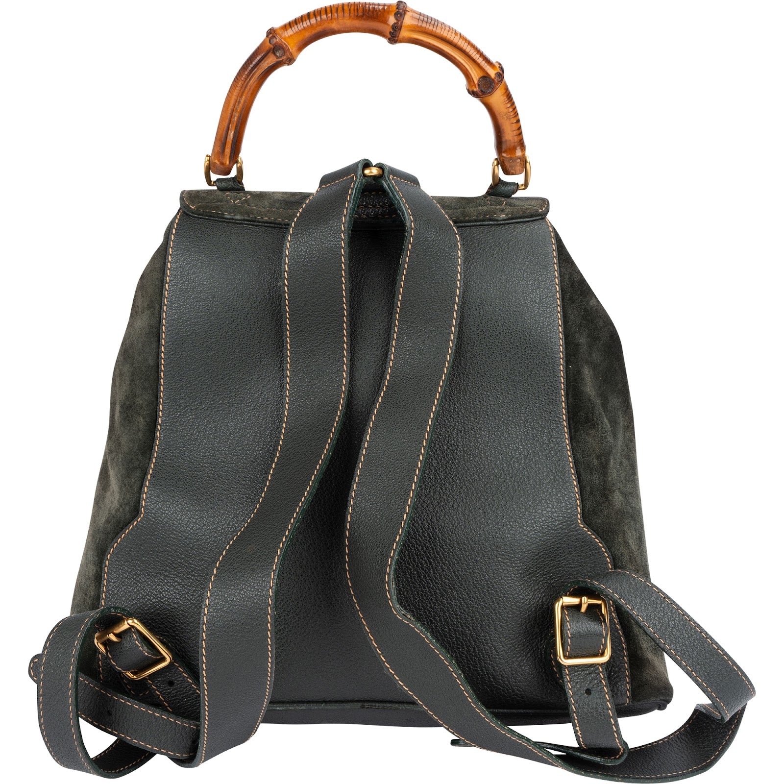 Gucci Green Suede Bamboo Backpack