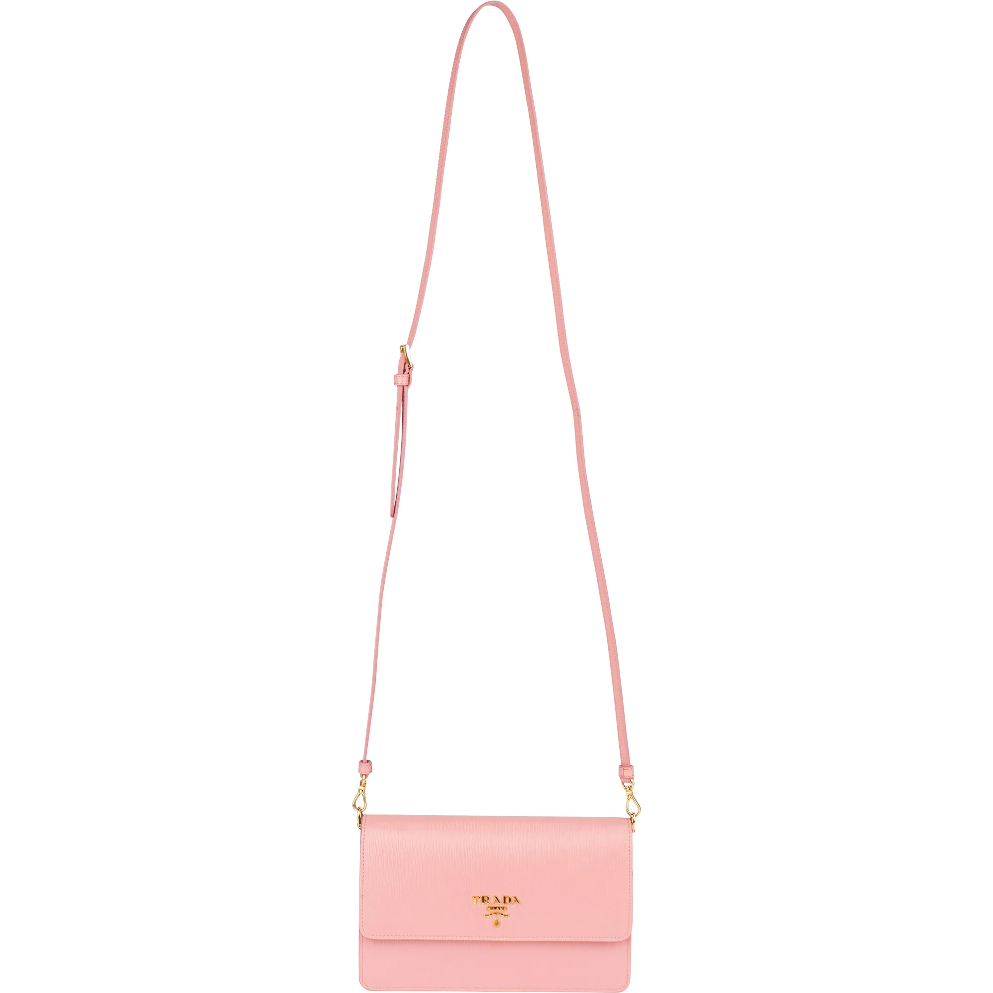 Prada Pink Saffiano Leather Move Wallet On Chain Crossbody Bag