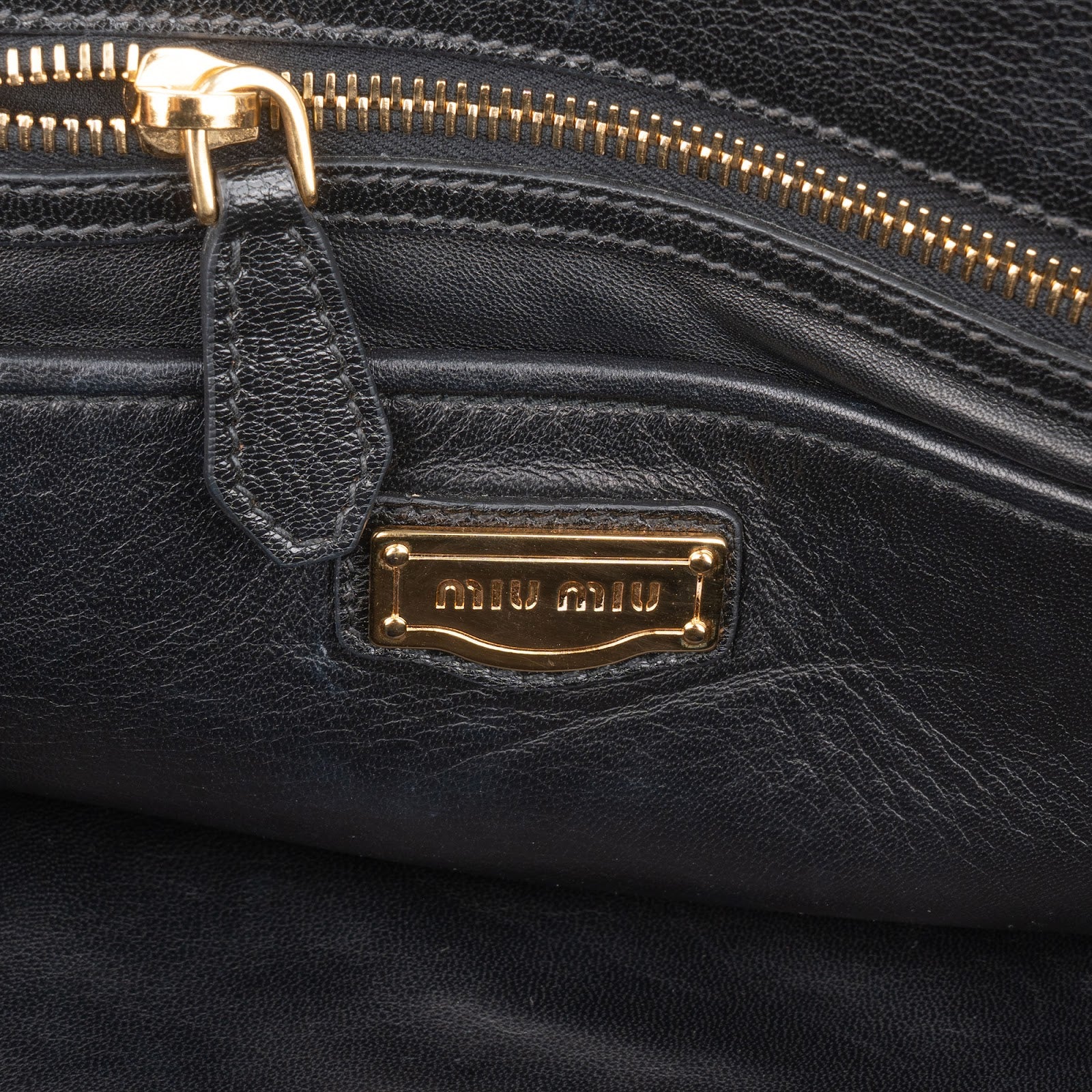 Miu Miu Black Madras Leather Dome Satchel Handbag