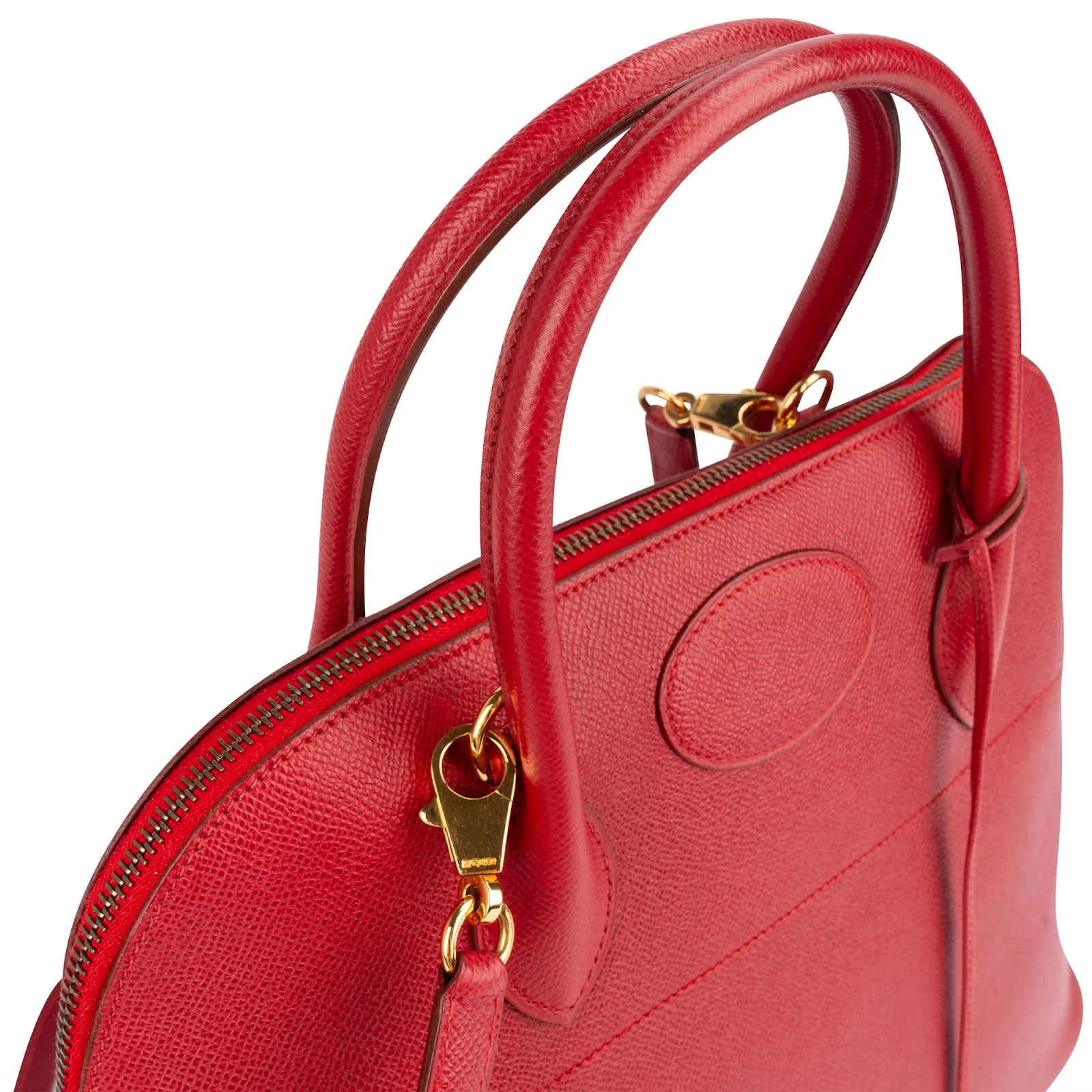 Hermès Rouge Courchevel Leather Bolide 35 Handbag