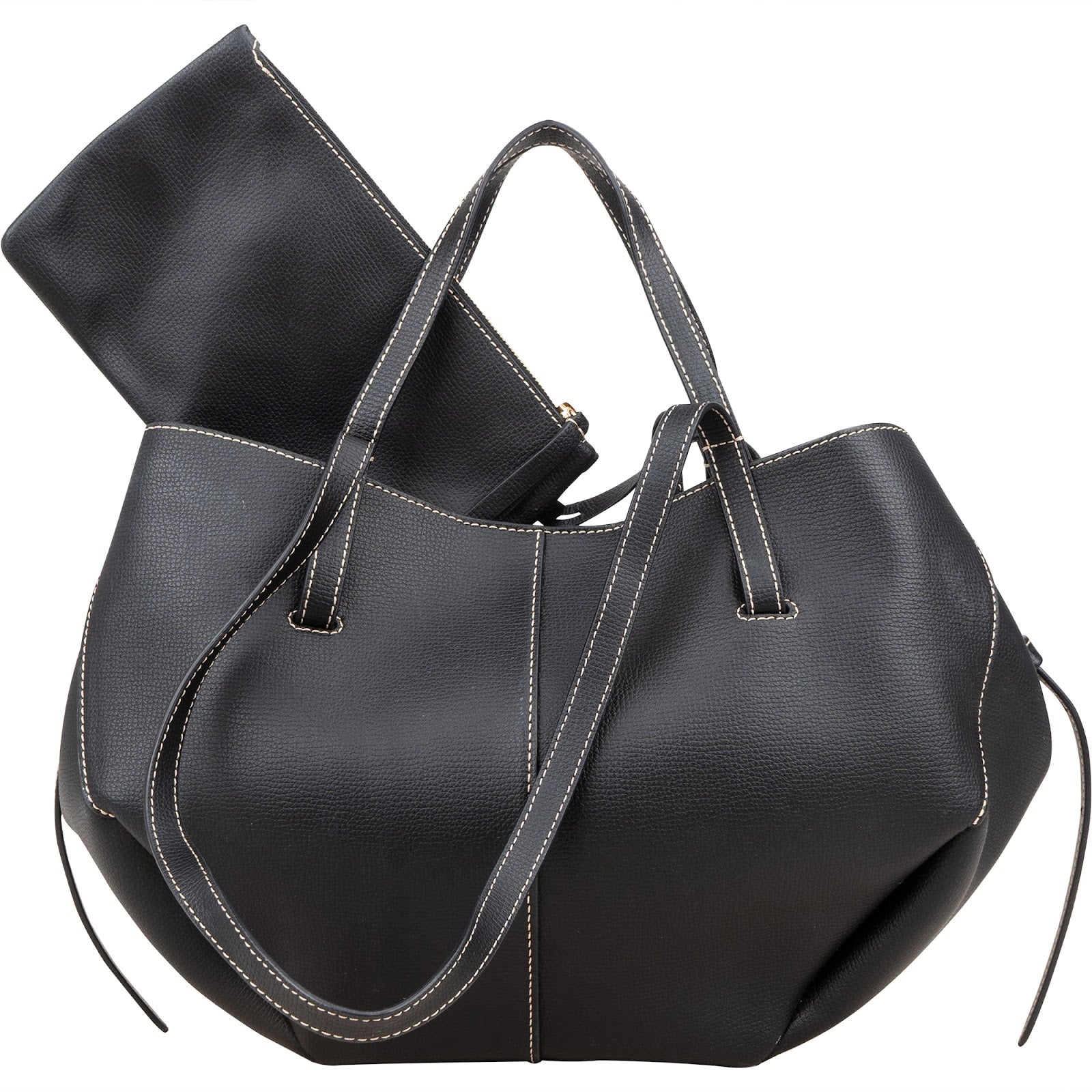 Polène Grained Leather Cyme Tote Handbag