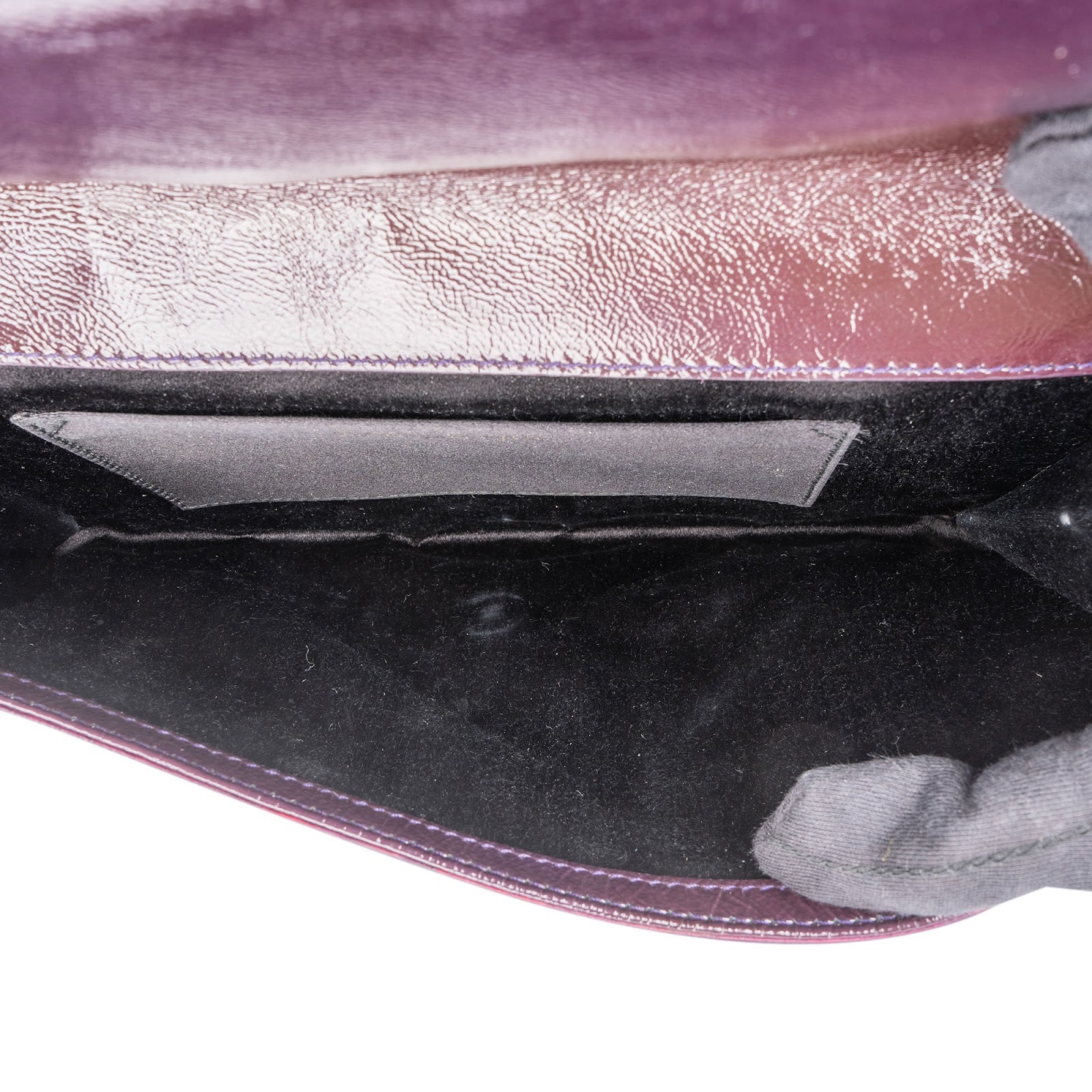 Yves Saint Laurent Crinkled Patent Leather Belle De Jour Clutch