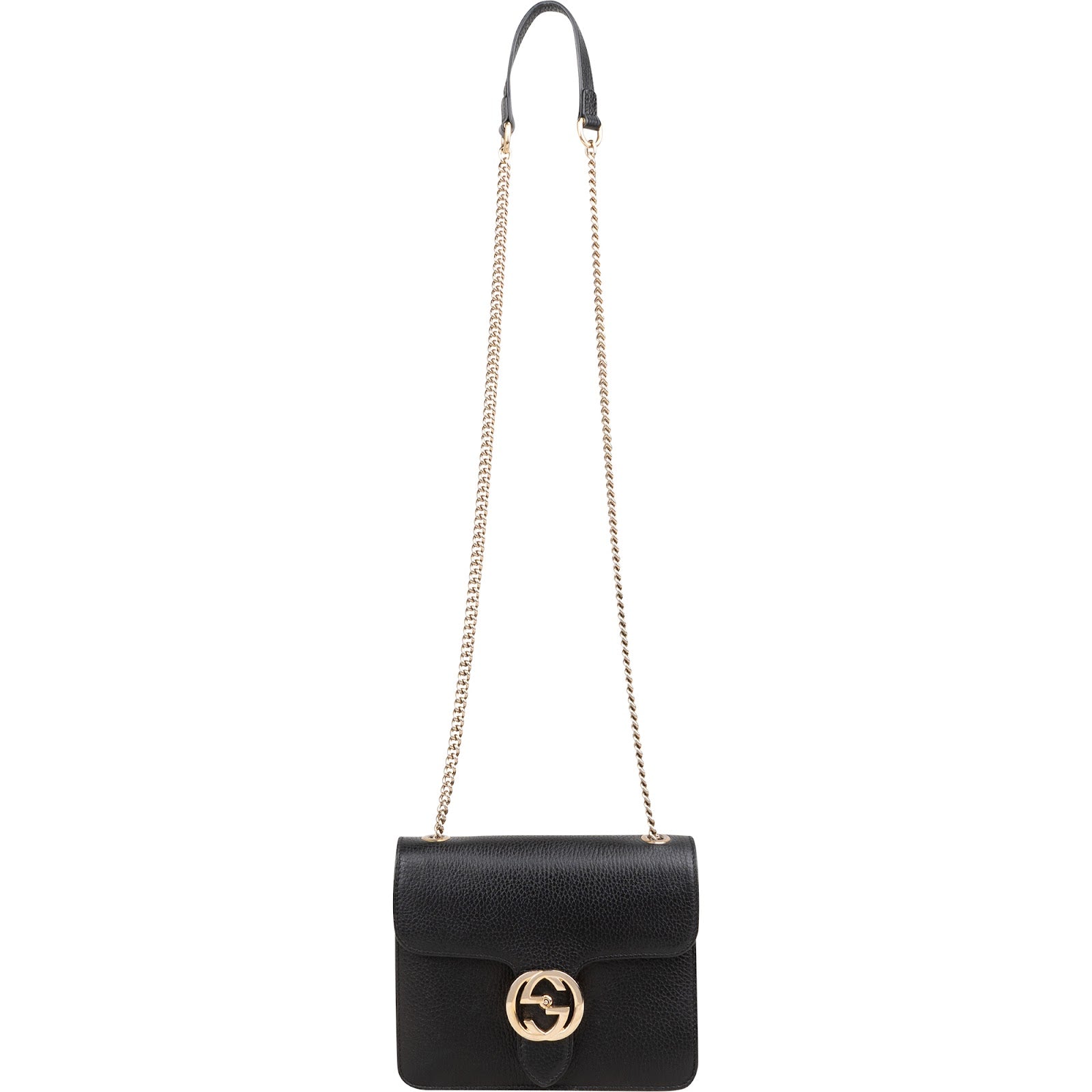 Gucci Grained Leather Small Interlocking GG Shoulder Crossbody Bag