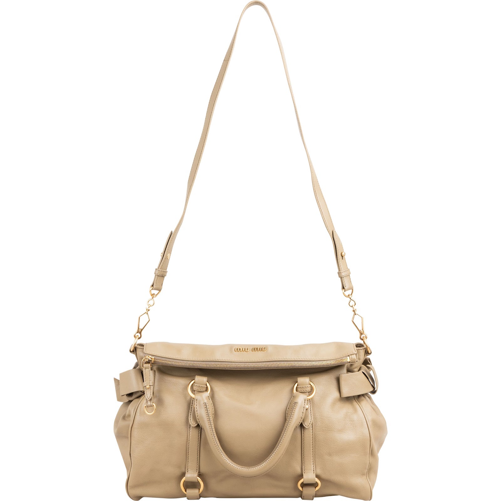 Miu Miu – Vitello Lux Leather Bow Schultertasche