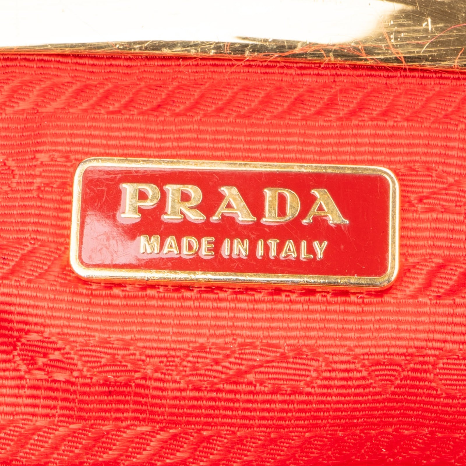 Prada Red Tessuto Triangel Kiss-Lock Coin Wallet