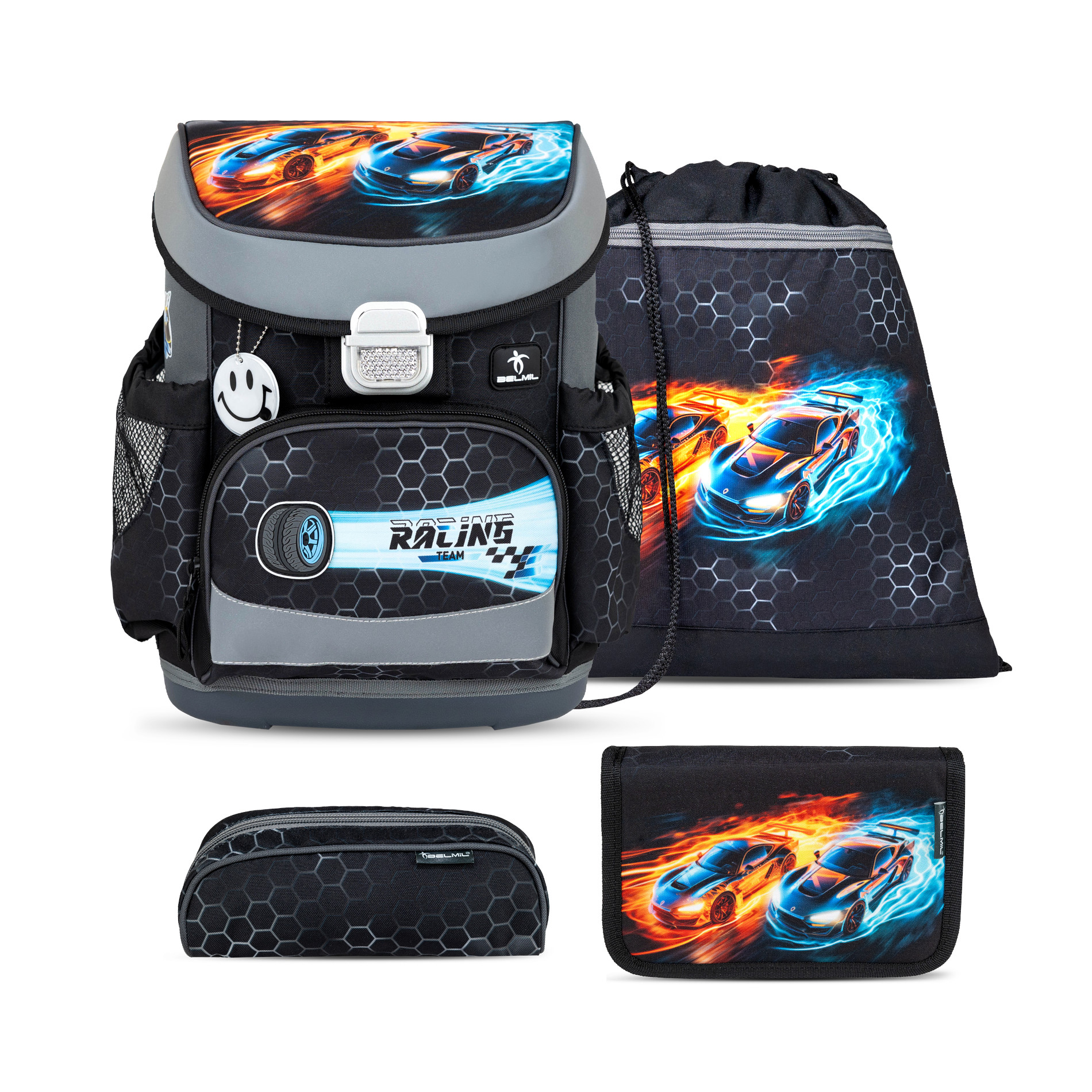 Belmil Mini-Fit ergonomisches Schulranzen-Set 4-teilig "Race It"