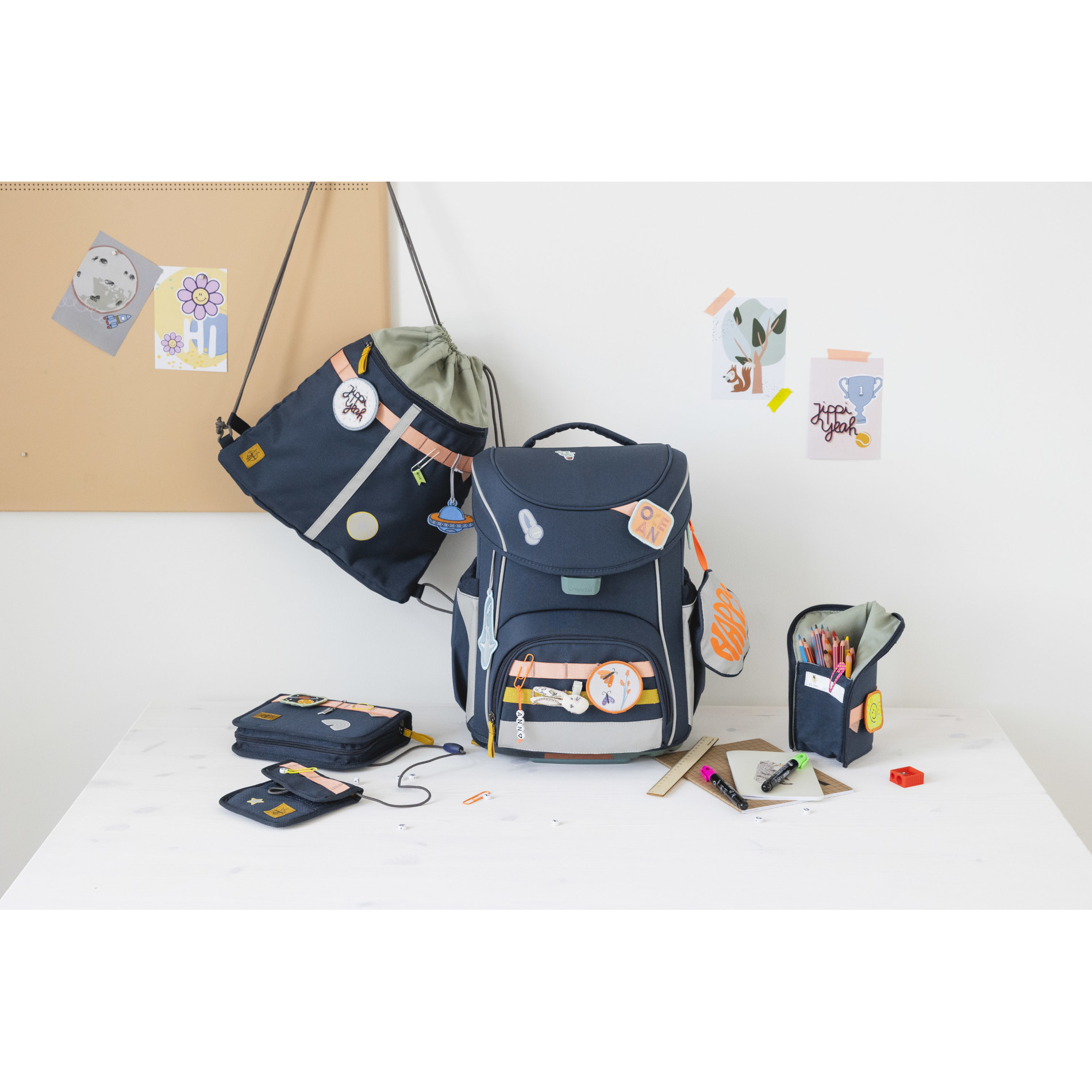 School Set Slim Unique Schulranzenset 6tlg. - navy