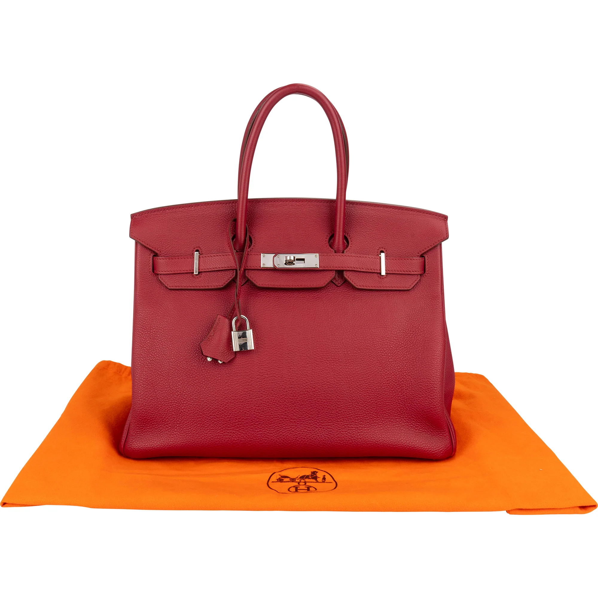 Hermès Clemence Leather Palladium Rouge H Birkin 35 Handbag