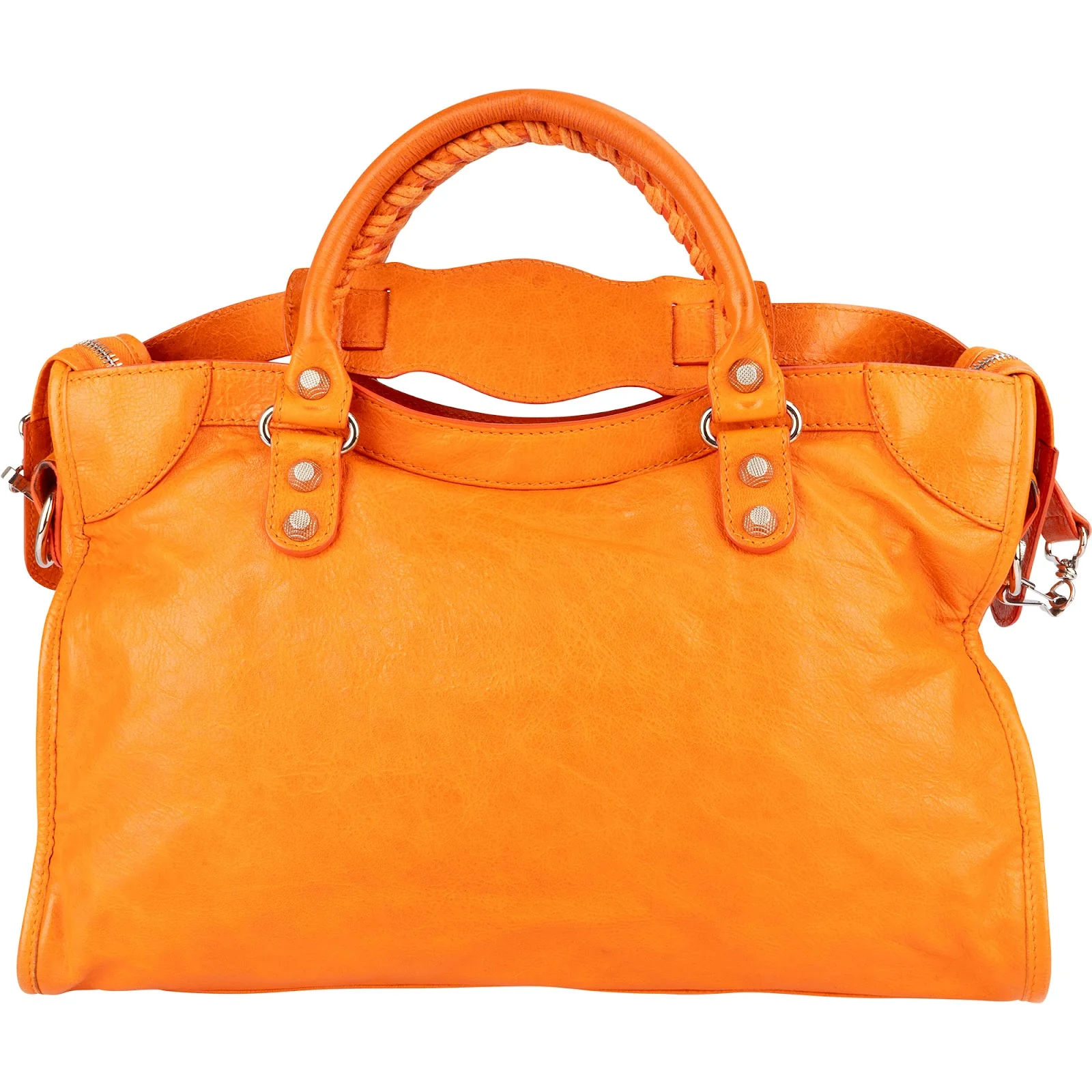 Balenciaga Orange Leather City Handbag