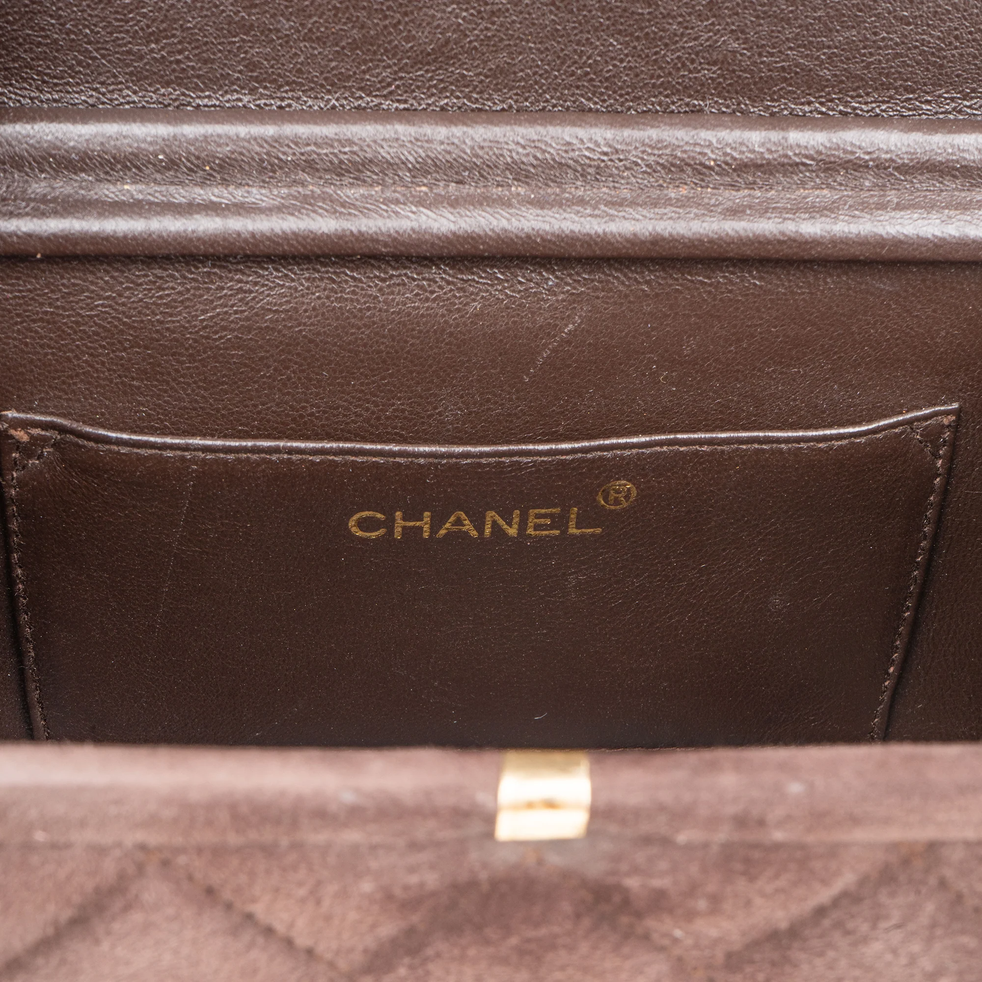 Chanel Quilted Suede Acrylic RARE 90s Vanity Handbag