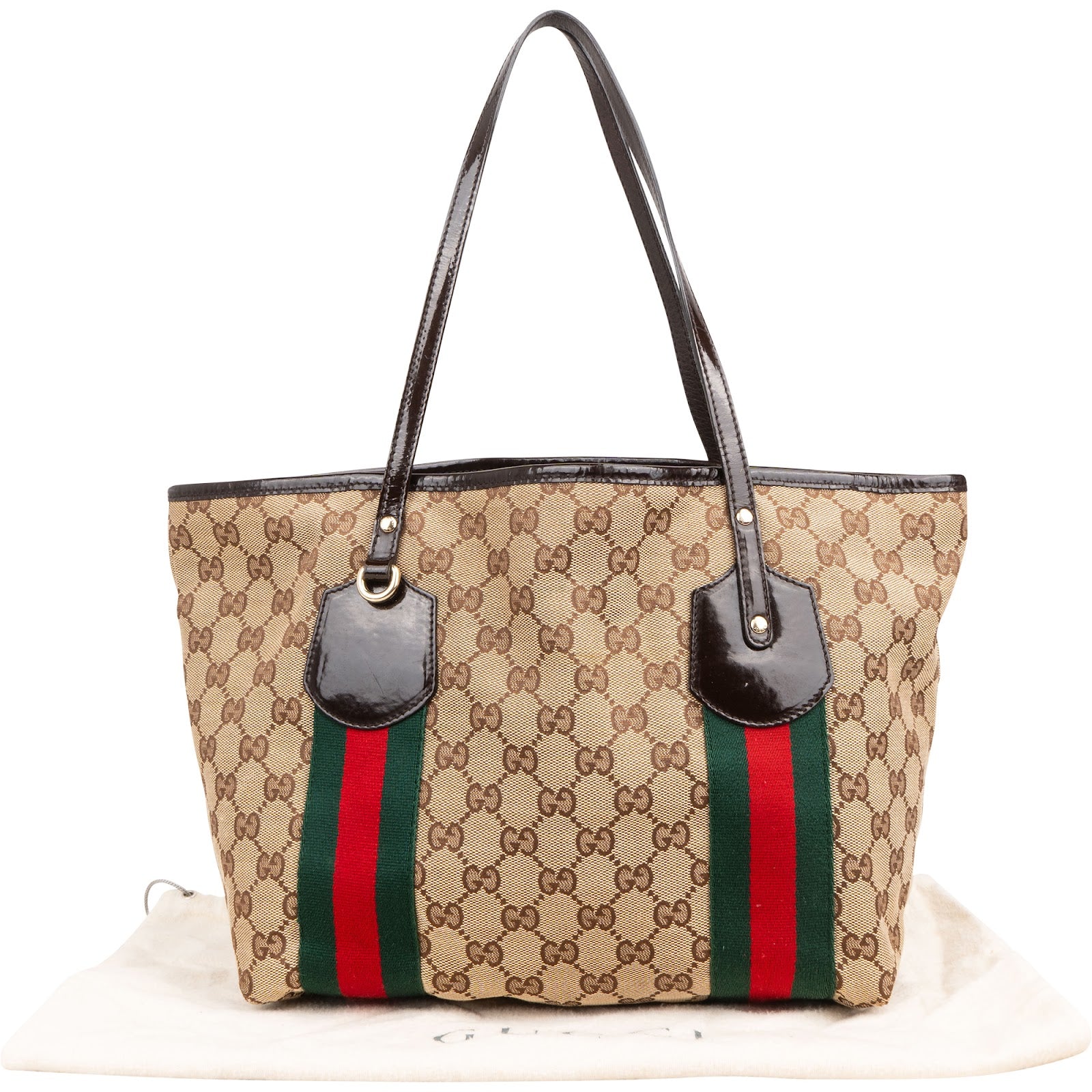 Gucci Monogram GG Canvas Patent Leather Shopper