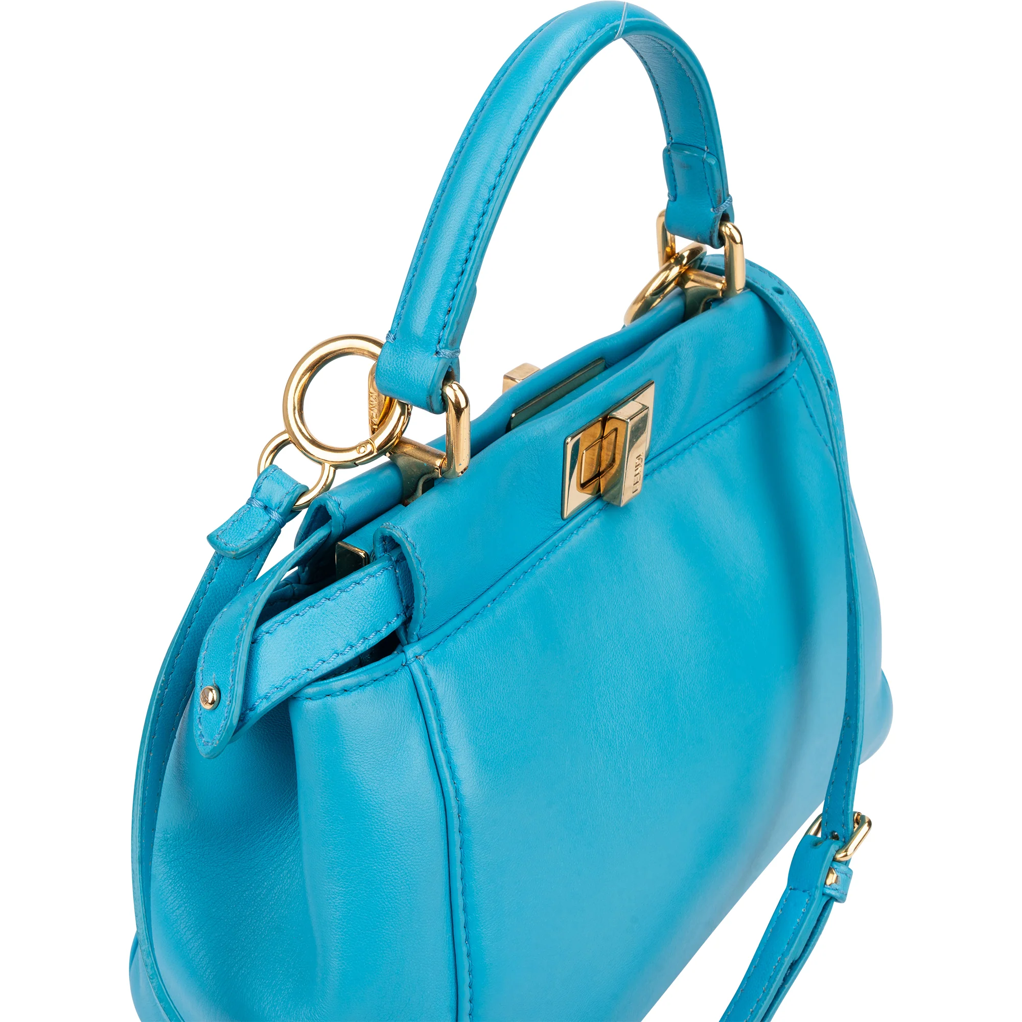 Fendi Blue Leather Peekaboo Handbag