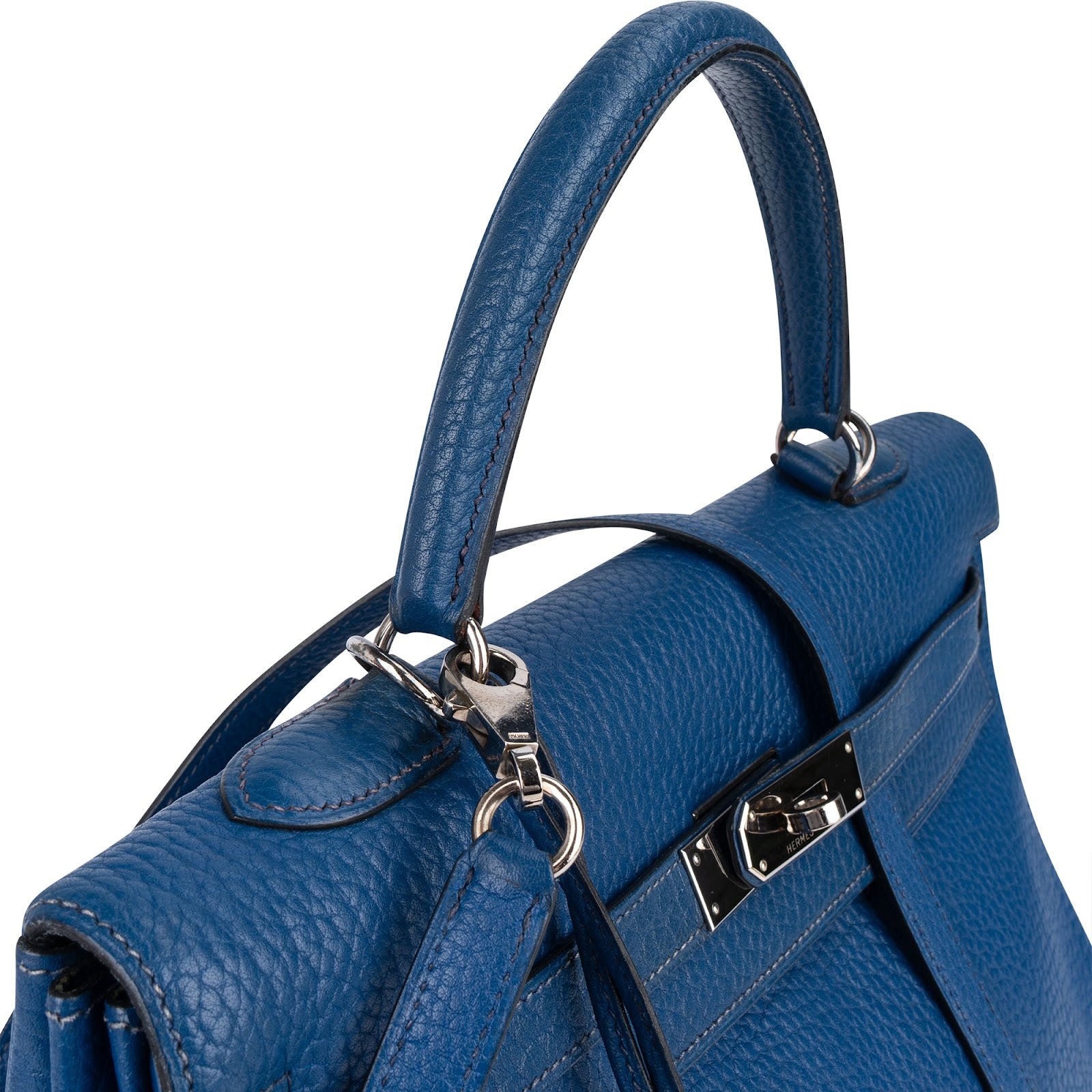 Sac à main Hermès Kelly Retourne 35 en cuir Bleu Togo
