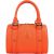 MCM Orange Grained Leather Essential Studded Small Boston Bag