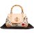 Gucci Rose Leather Flora Print Canvas Bamboo Top Handle Handbag