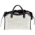Balenciaga Black and White Raffia and Leather City Handbag