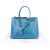Prada Blue Saffiano Leather Double Handbag