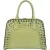 Prada Saffiano Vernic Leather Pyramid Frame Crystal Studded Promenade Handbag