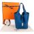 Hermès Bleu Tie Taurillon Clemence Palladium Picotin Lock 22 Handbag