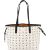 MCM Monogram Visetos Black and White Studded Liz Shopper Shoulder Bag
