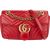 Gucci Red Quilted Leather Marmont GG Small Flap Crossbody Bag
