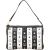 MCM Monogram Visetos Black and White Vertical Stripe Liz Clutch 