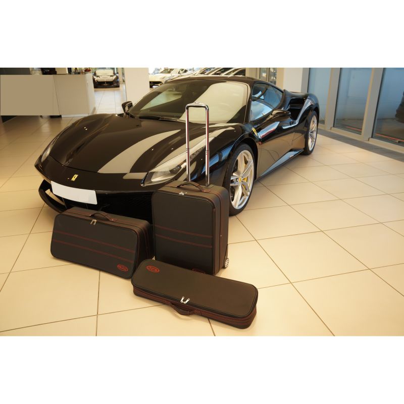 Ferrari 458 Italia/Spider + 488 GTB/Spider (EU version) - 3-piece luggage set trunk - silver-grey stitching